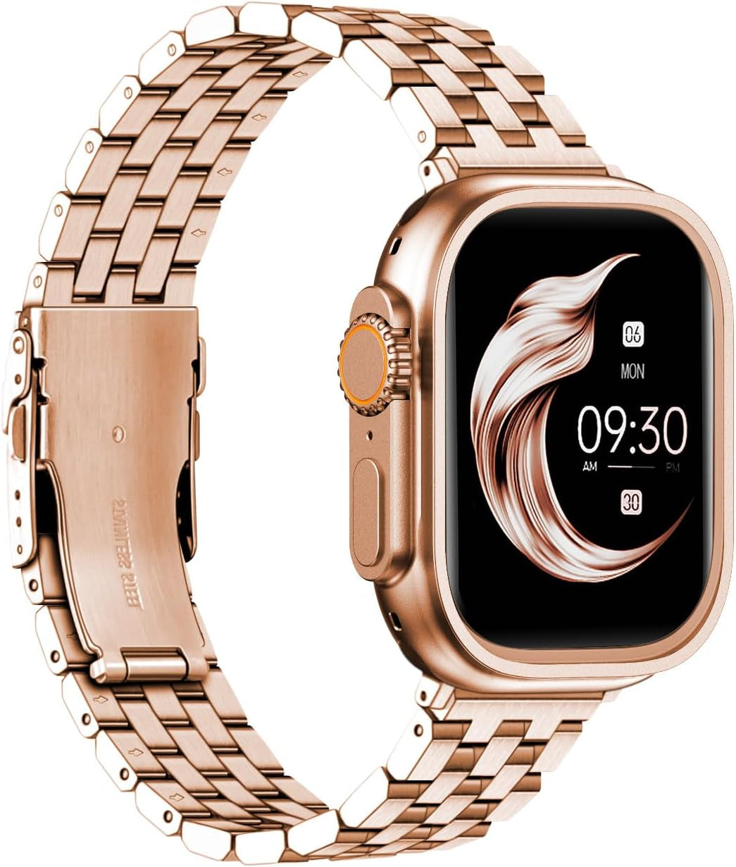Metal Watch Band for Men Women Fit for Apple Watch 38Mm/40Mm/41Mm/42Mm/44Mm/45Mm/49Mm Compatible with Iwatch Series 10/9/8/7/6/5/4/3/2/1/ Se/Ultra Polished Strap Replacement Bracelet