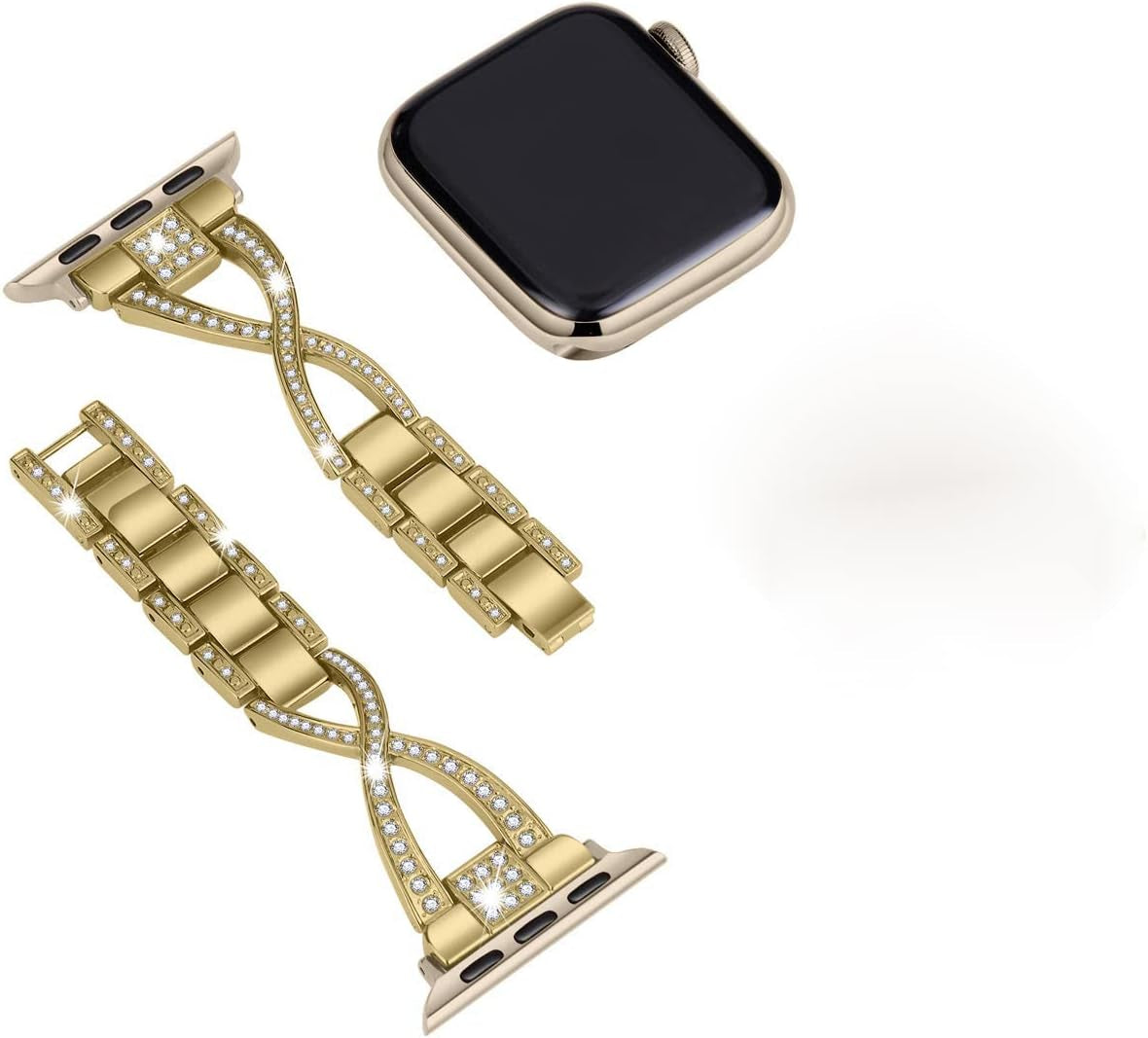 For Apple Watch Band 38Mm 40Mm 41Mm Women Series 9 8 7 6 5 4 SE Iwatch Bands Bling Metal Bracelet Cute Fancy Dressy Strap Gold