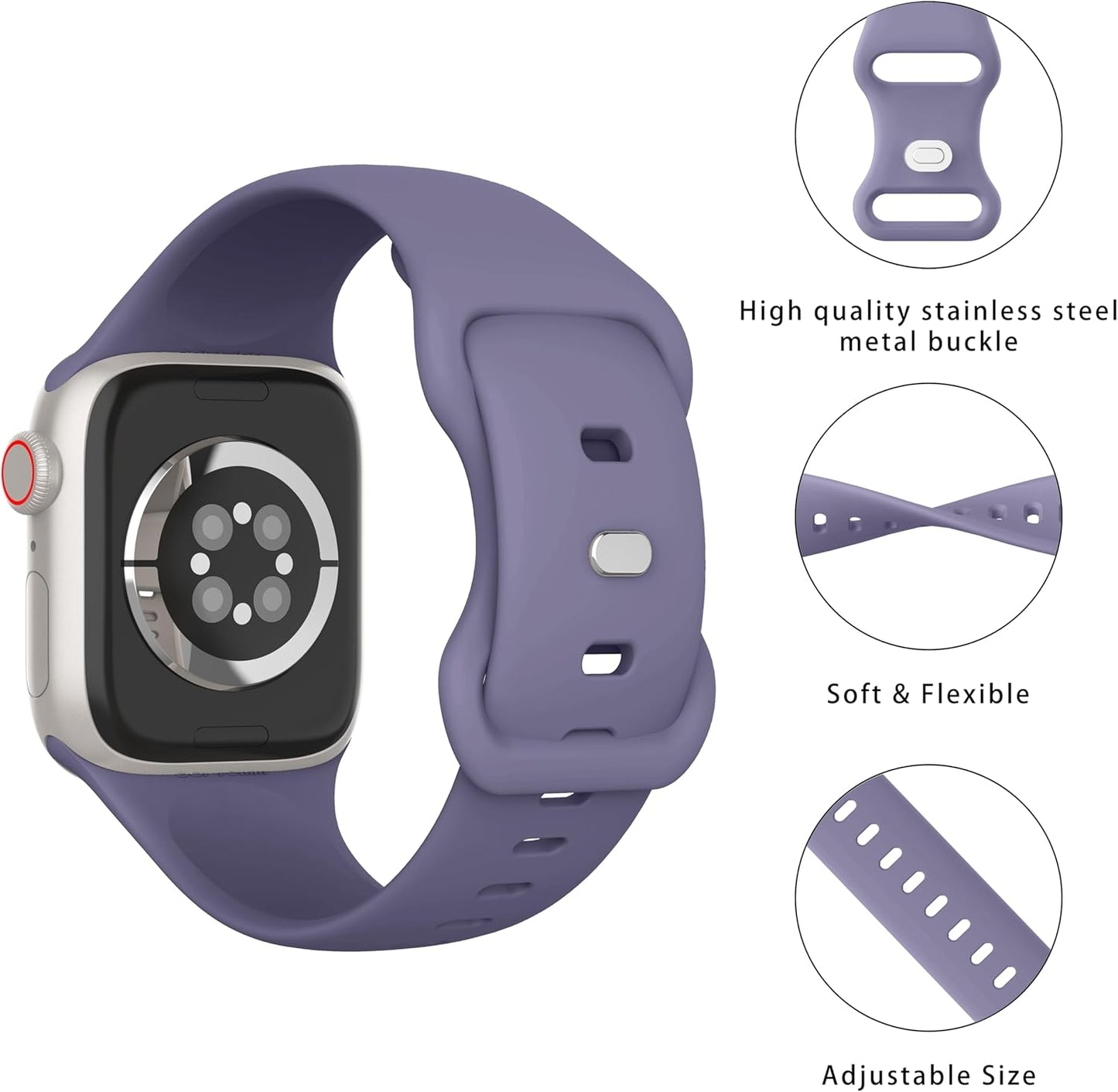 Sport Bands Compatible with Apple Watch Band 38Mm 40Mm 41Mm 42Mm 44Mm 45Mm 49Mm Women Men,Soft Silicone Strap for Iwatch Series Ultra 9 8 7 6 5 4 3 2 1 SE Blue Gray