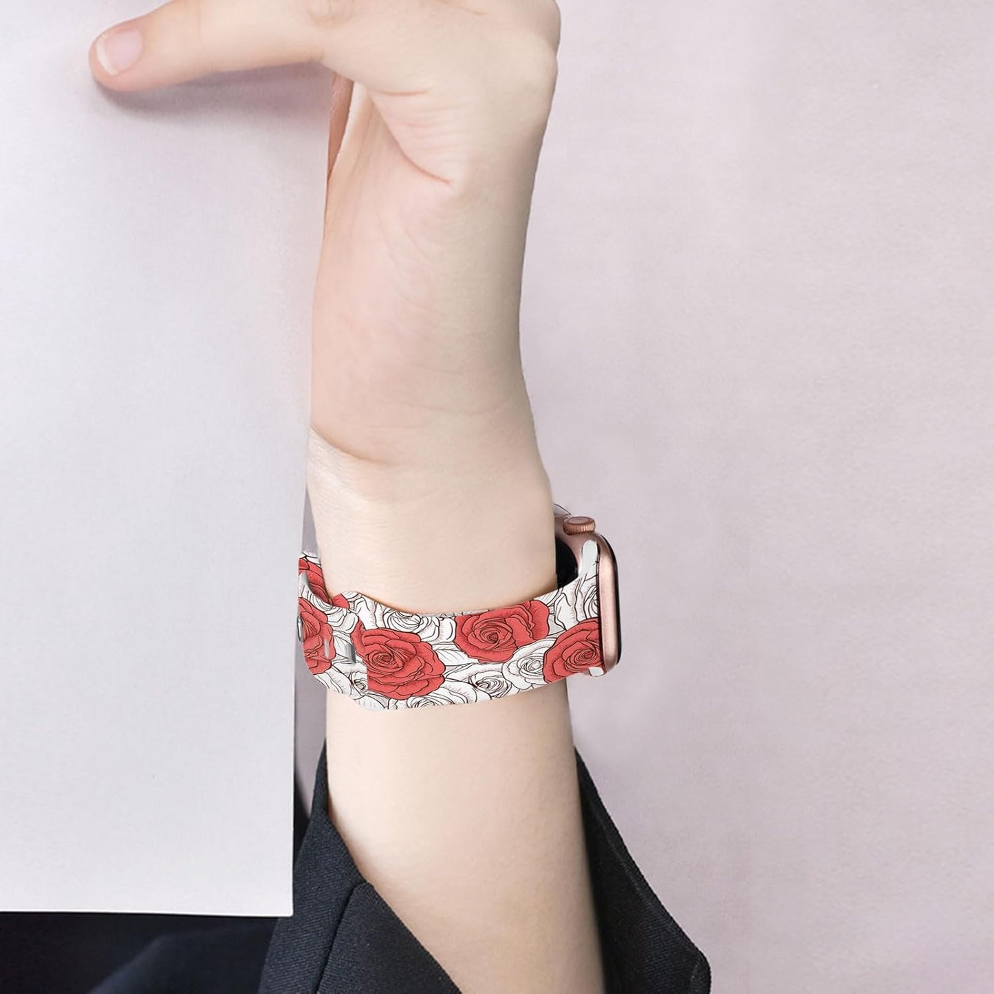Floral Silicone Band Compatible with Apple Watch Bands for Women, 38Mm 40Mm 41Mm 42Mm 44Mm 45Mm 49Mm, for Iwatch Band Series 9 SE Ultra 8 7 6 5 4 3 2 1
