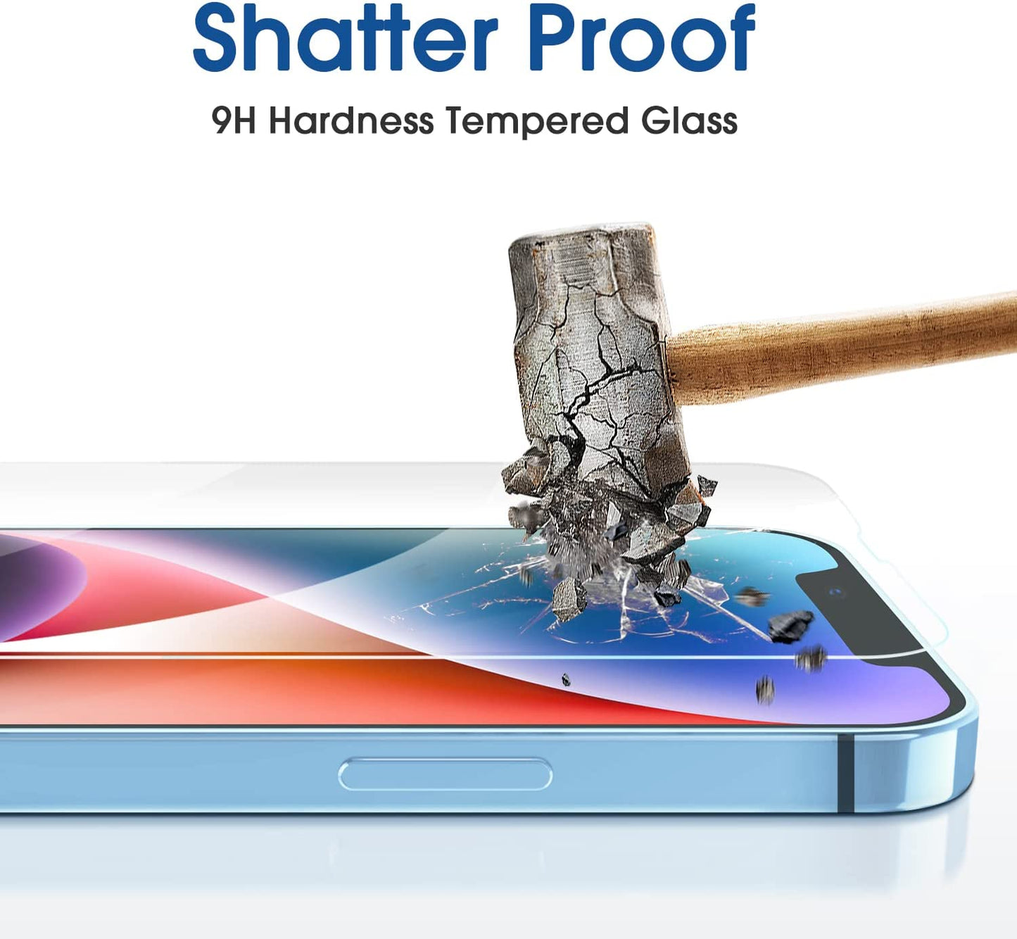 Tempered Glass Screen Protector for Iphone 14 6.1/Iphone 13/Iphone 13 Pro 6.1, Easy Onetouch Installation, Auto-Alignment, Bubble Free Case Friendly, Anti-Scratch