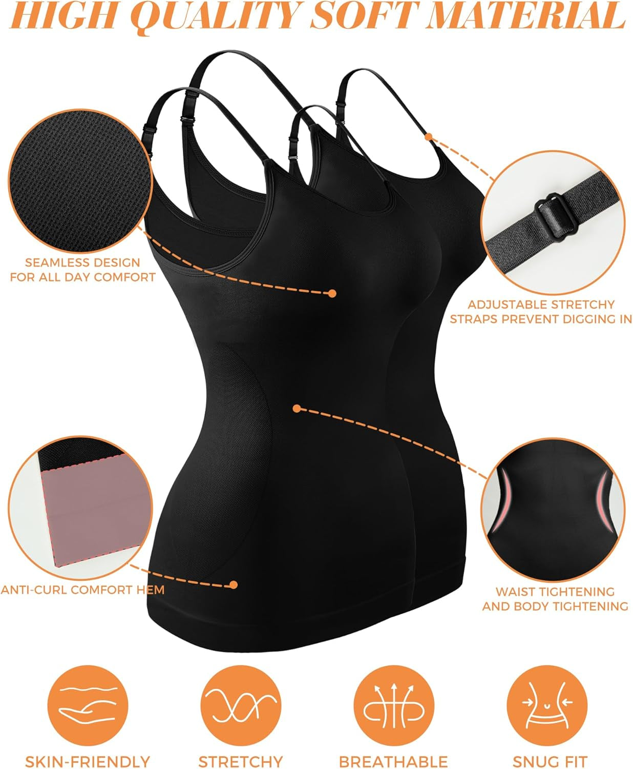 Women'S Shapewear Tummy Control Scoop Neck Camisole Tops for Women Seamless Compression Tank Top Regular and plus Size