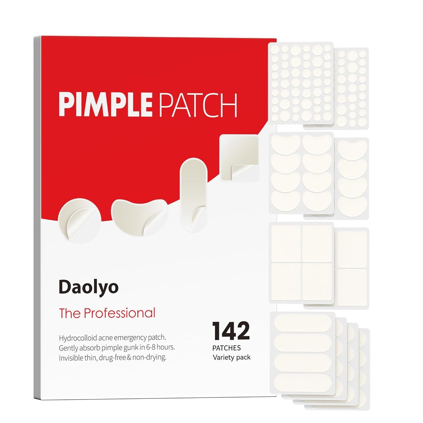 Pimple Patches for Face, 4 Size 300 Counts Acne Patches, Hydrocolloid Patches for Covering Zits and Blemishes, Spot Stickers with Salicylic Acid, Tea Tree Oil & Calendula Oil