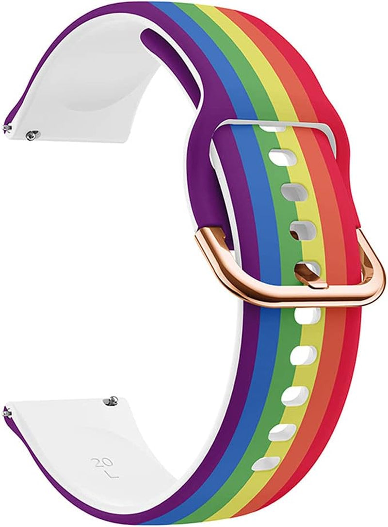 Compatible for Samsung Galaxy Watch 7 FE 6 5 4 Bands,Women Men Soft Silicone Pattern Printed Sport Replacement Strap Wristband for Galaxy Watch 6 Classic/5 Pro/4 Classic/Watch 3 41Mm (Rainbow)