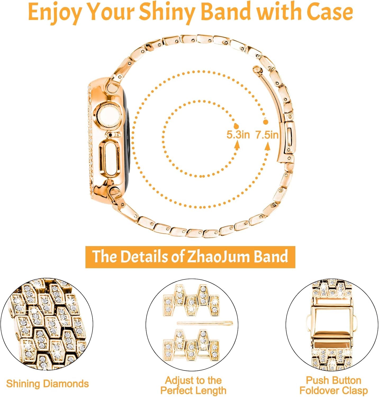 Siver Diamond Band with Case for Apple Watch 38Mm 40Mm 41Mm 42Mm 44Mm 45Mm and Iwatch Series 8 SE2 7 SE 6 5 4 3 2 1, Bling Rhinestone Metal Bracelet Strap Bumper Cover, Womens Dressy Glitter Jewelry