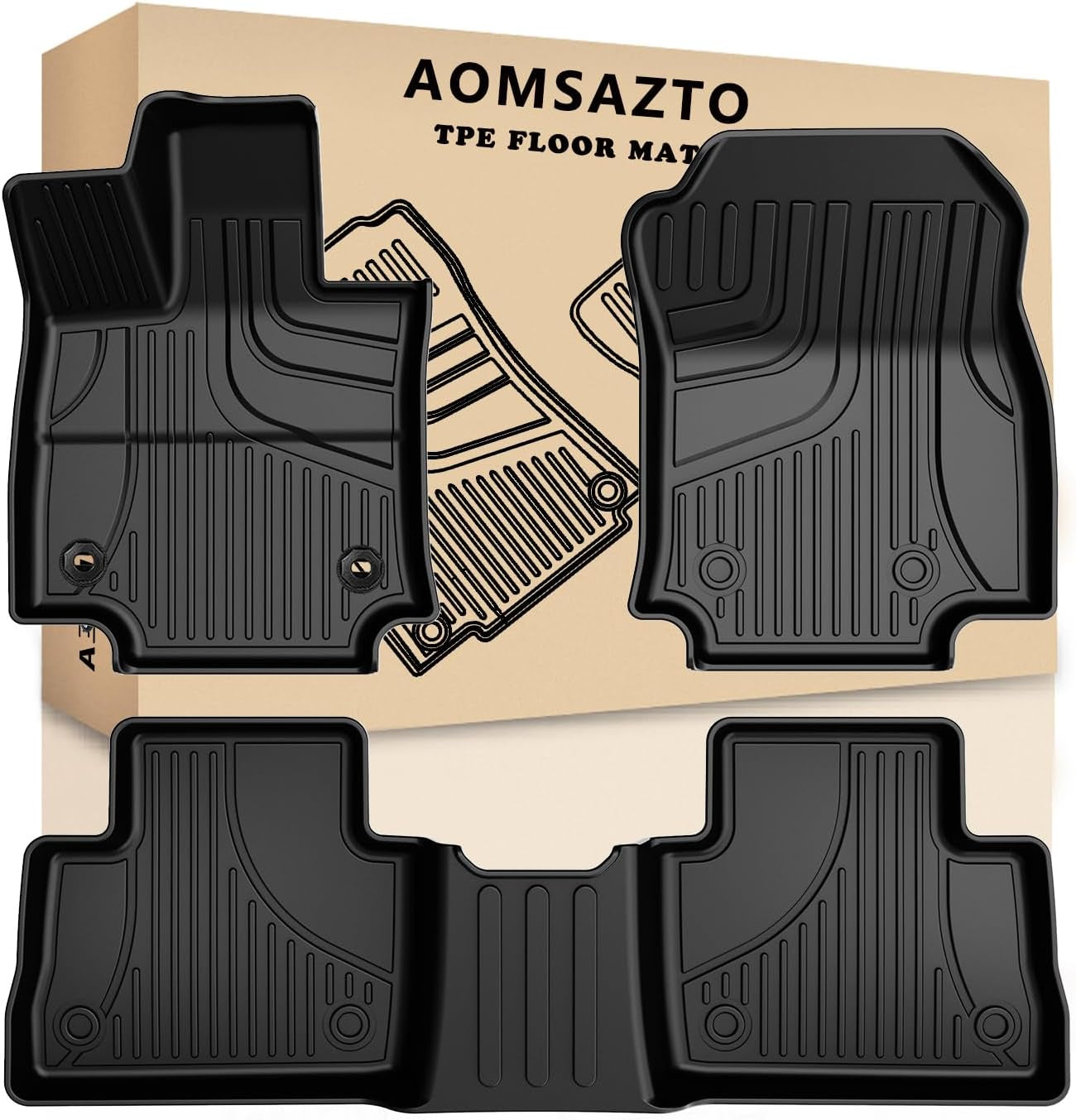 2025 Q7 Floor Mats: All Weather Floor Mats Custom Fit for 2017-2025 Audi Q7/Q8 1St and 2Nd Row All Weather TPE Floor Liner