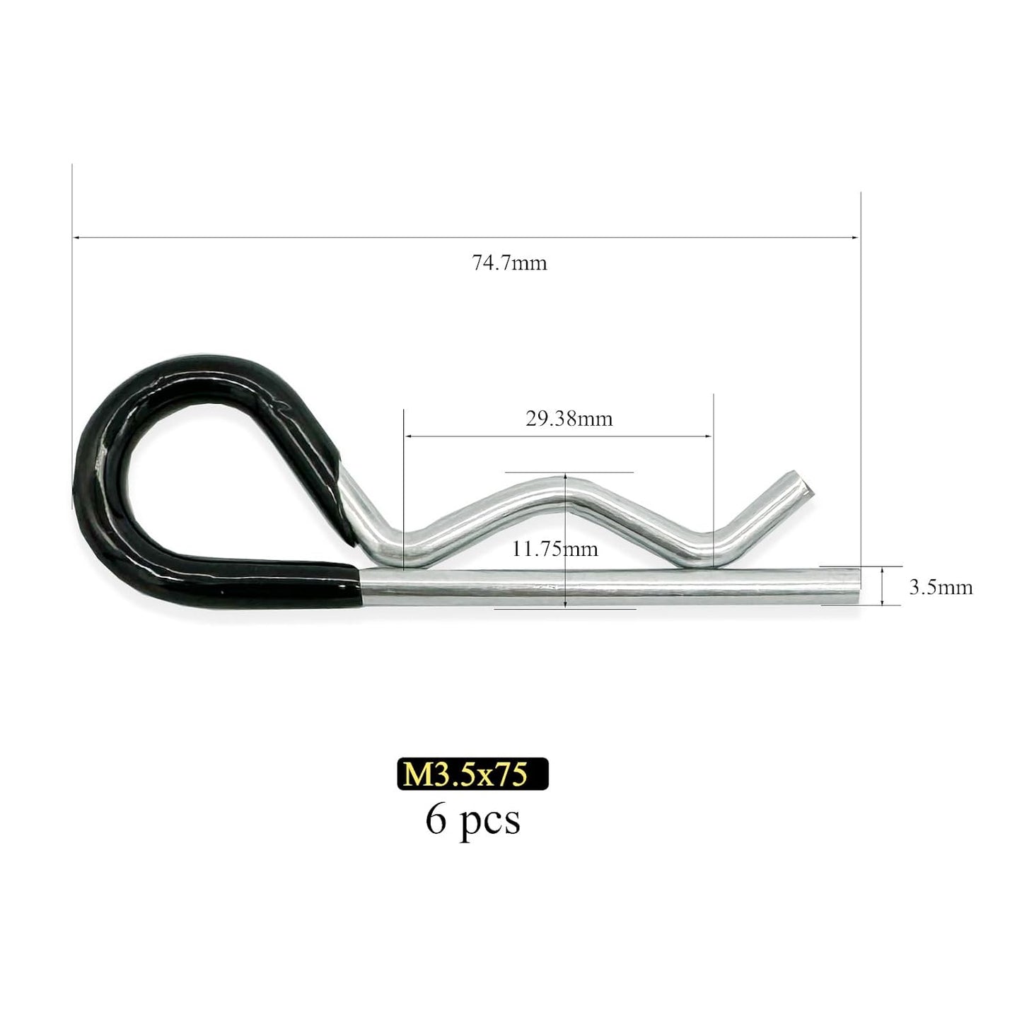 6 Pcs Heavy Duty Hitch Pins Clip R Clips Spring Retaining Wire Hair Pins Cotter Pin Strong Spring Rubber-Coated Grip R Clip for Trailer Tractors Mower Carts Truck Pin Clip M3.5X75Mm TRUCK DRIVER