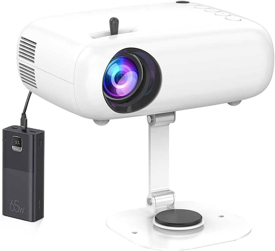 Mini Projector, HD Projector Powerbanks Powered , 10000 Lumens Portable Projector with Tripod for Outdoor Travel Theater,Compatible with Android/Ios/Windows/Tv Stick/Hdmi/Usb