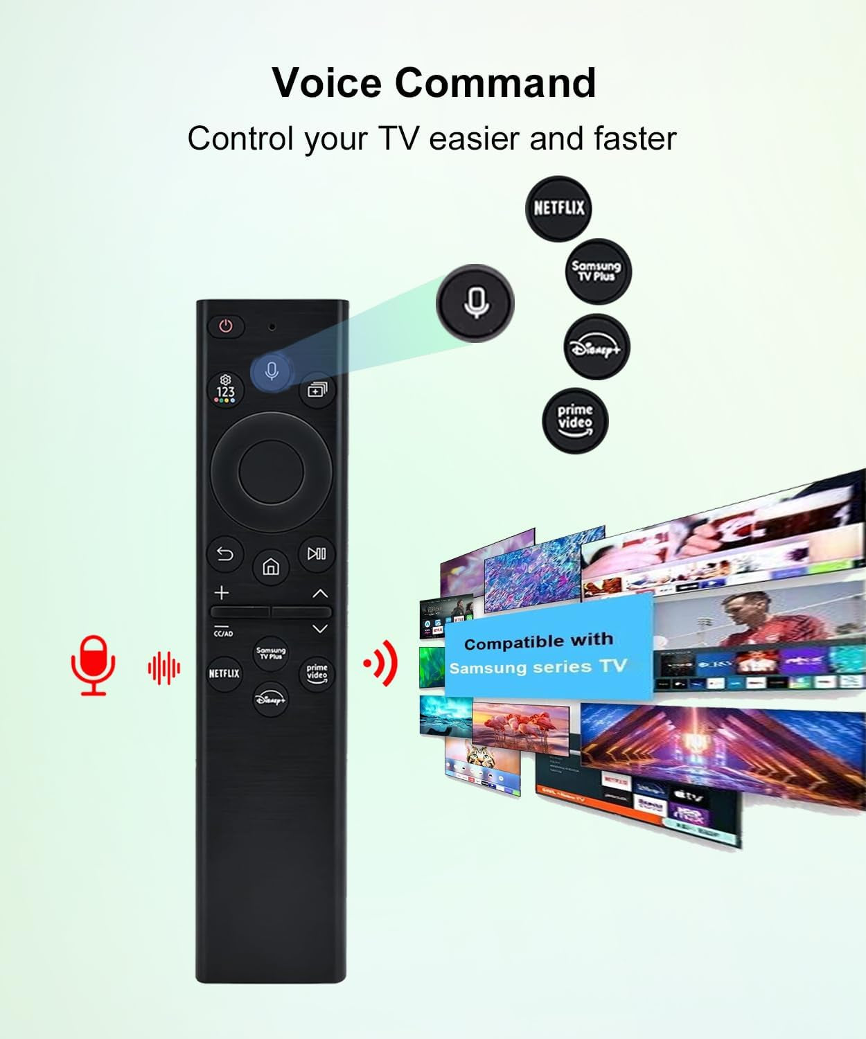 Voice Remote Control Universal for Samsung QN85D QN90D QN800D QN900D S90D S95D LS03D Q60D Q70D Q80D DU7200 DU8000 DU9000 QE1C the Frame the Serif Series 4K 8K QLED Smart TV Replacement