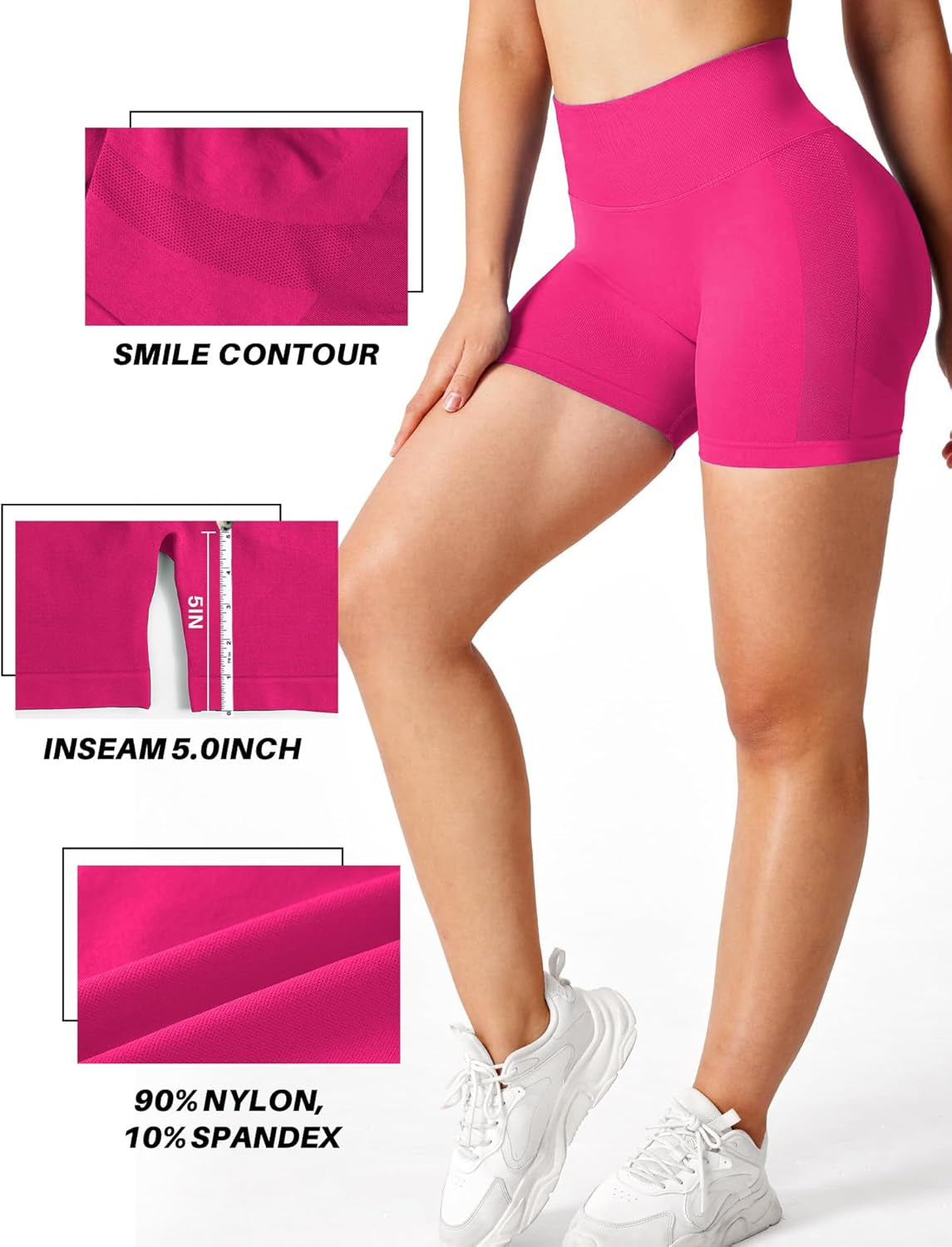 Womens Scrunch Gym Butt Lifting Seamless 5" Shorts Yoga High Waisted Workout Athletic Running Sport Active Booty Shorts