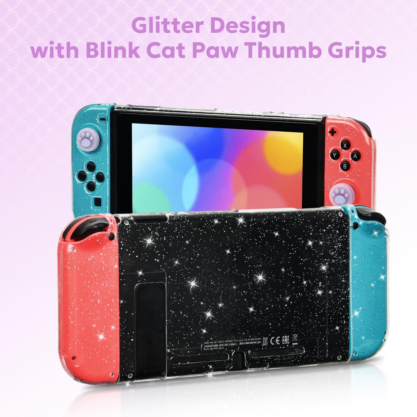 Switch Case for NS Switch, Innoaura 17 in 1 Switch Accessories Bundles with Switch Carrying Case, Switch Game Case, Switch Protective Case, Switch Screen Protector, Switch Thumb Caps (Mermaid Pink)
