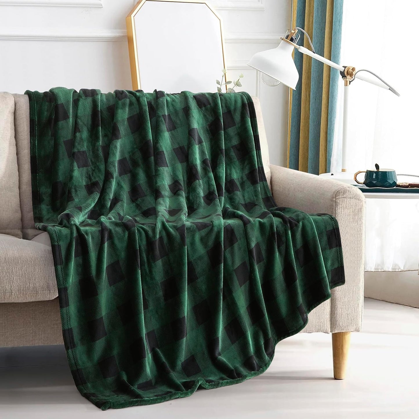 Velvet Touch Ultra Plush St Patricks Day Lucky Spring Green Clover Shamrock Irish Printed Fleece Throw/Blanket-50 X 60Inch, Lucky Plaid Clover
