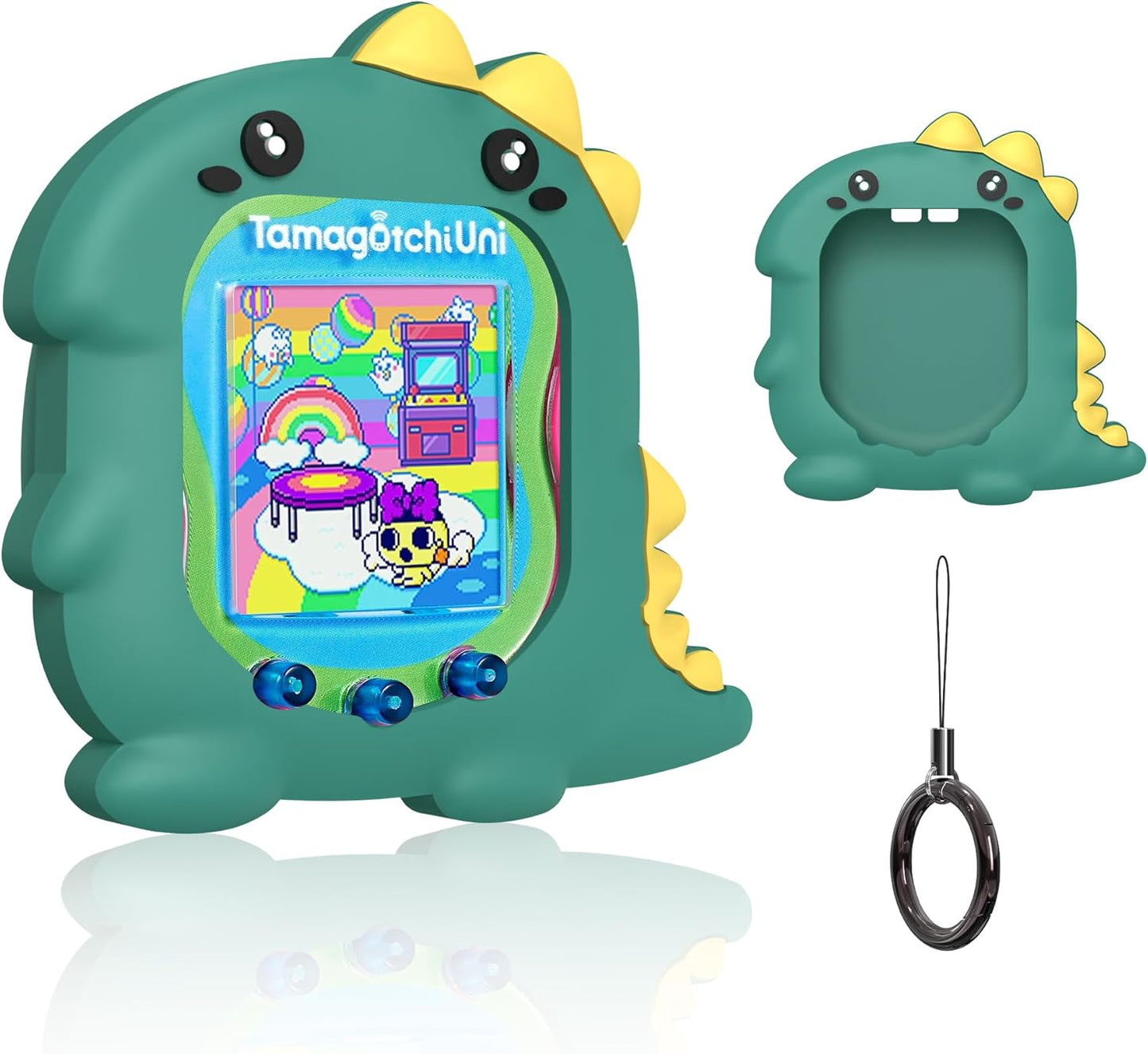 Cute Case Compatible with Tamagotchi Uni, Cute 3D Unicorn Pattern Silicone Protector Case for Tamagotchi Uni Virtual Pet Machine with Finger Lanyard ZOUSA