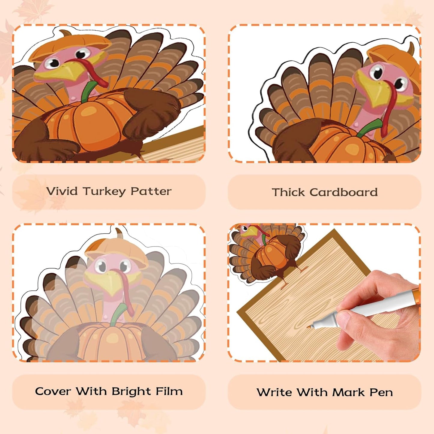 120Pcs Large Bulletin Board Name Tag Note Cards - 7X5Inches Brown Thanksgiving Turkey Cutouts with Glue Points,Craft Thanksgiving Bulletin Board Decoraion for Indoor Outdoor Decor Supplies
