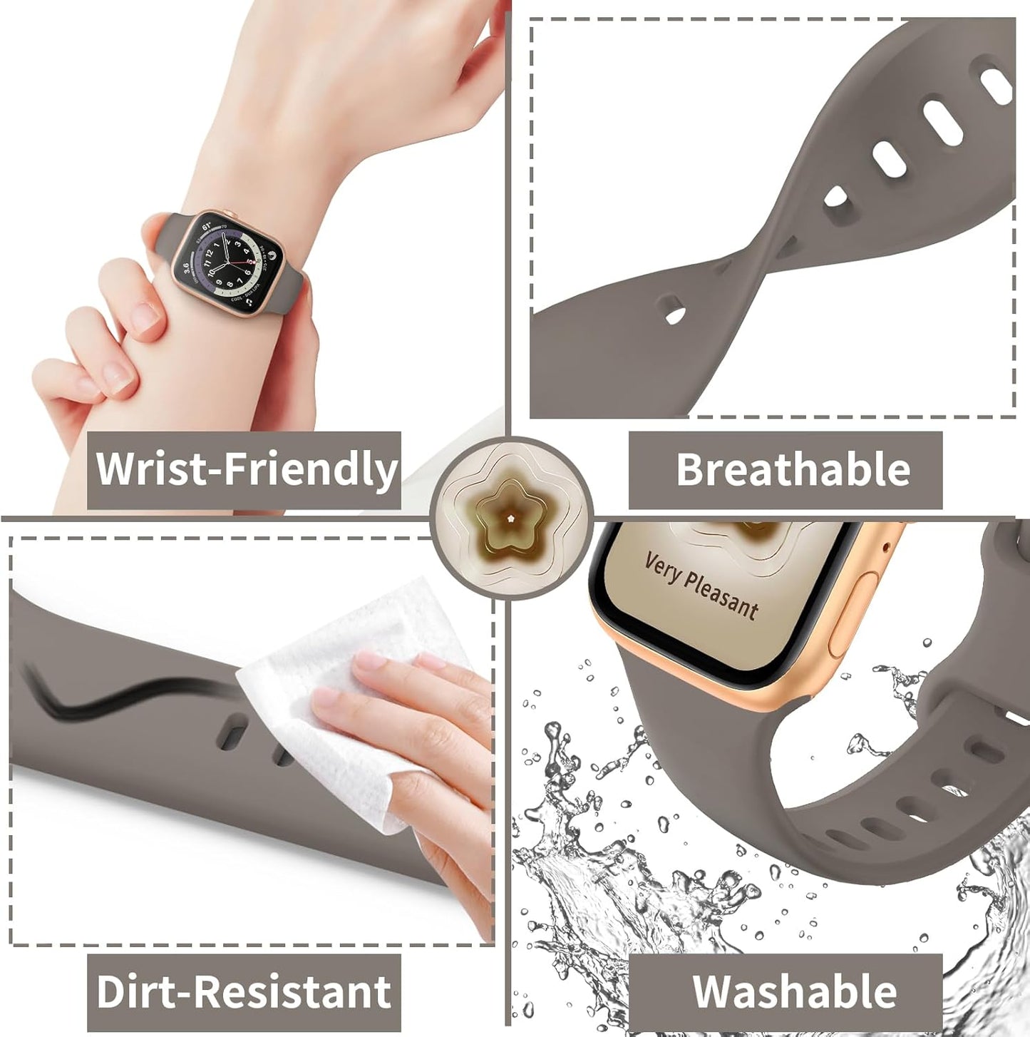 Sport Silicone Band Compatible with Apple Watch Bands 40Mm 38Mm 41Mm 44Mm 45Mm 49Mm 42Mm Women Men, Soft Strap Waterproof Replacement for Iwatch Series 9 Ultra 8 7 SE 6 5 4 3 2 1 Clay Kids A