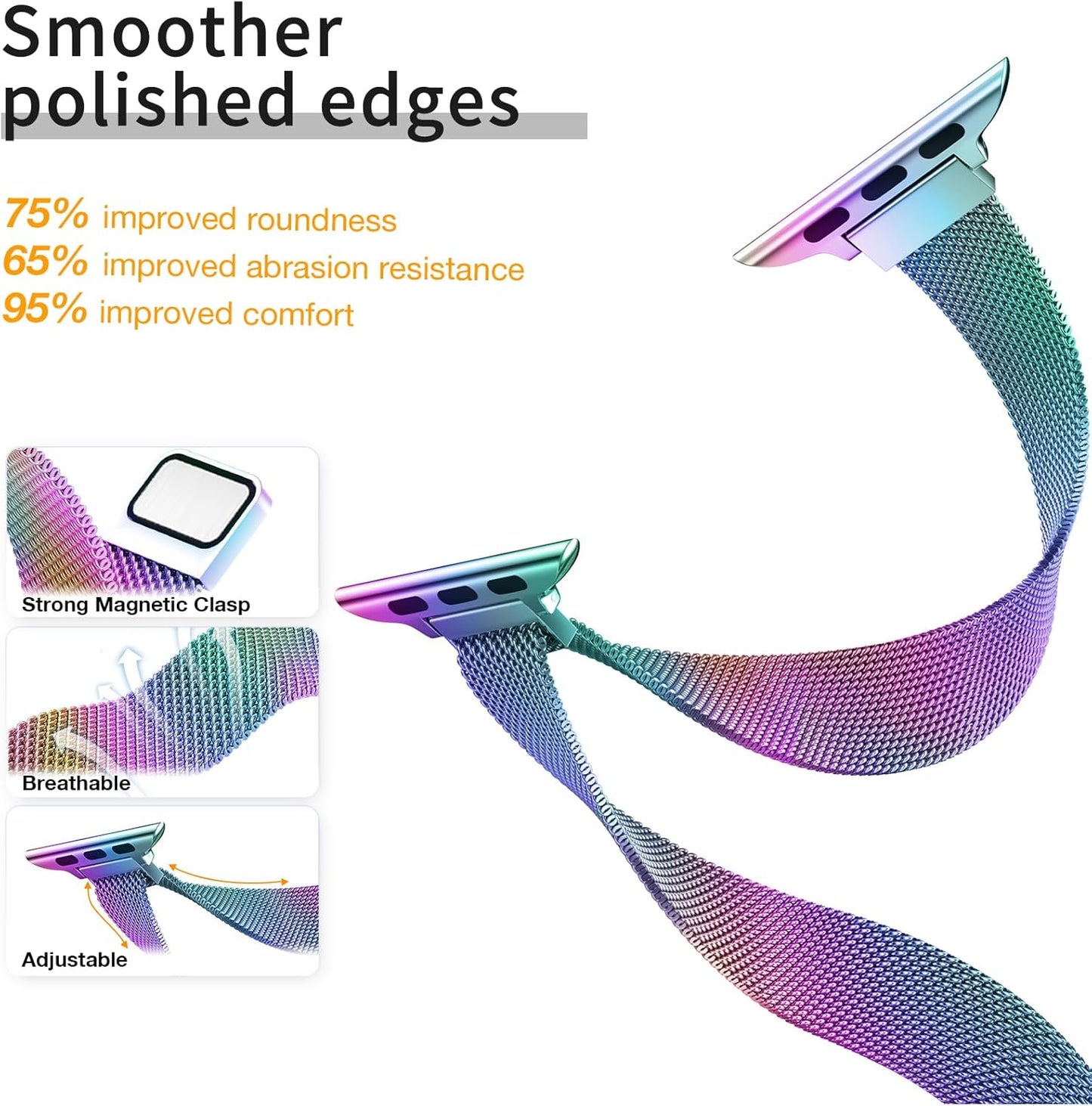 Slim Milanese Loop Compatible with Apple Watch Band for Women 40Mm 41Mm 38Mm 44Mm 45Mm 49Mm 42Mm, Stainless Steel Magnetic Mesh Strap Work on Iwatch Bands Series 9 8 7 6 5 4 3 2 1 Ultra SE