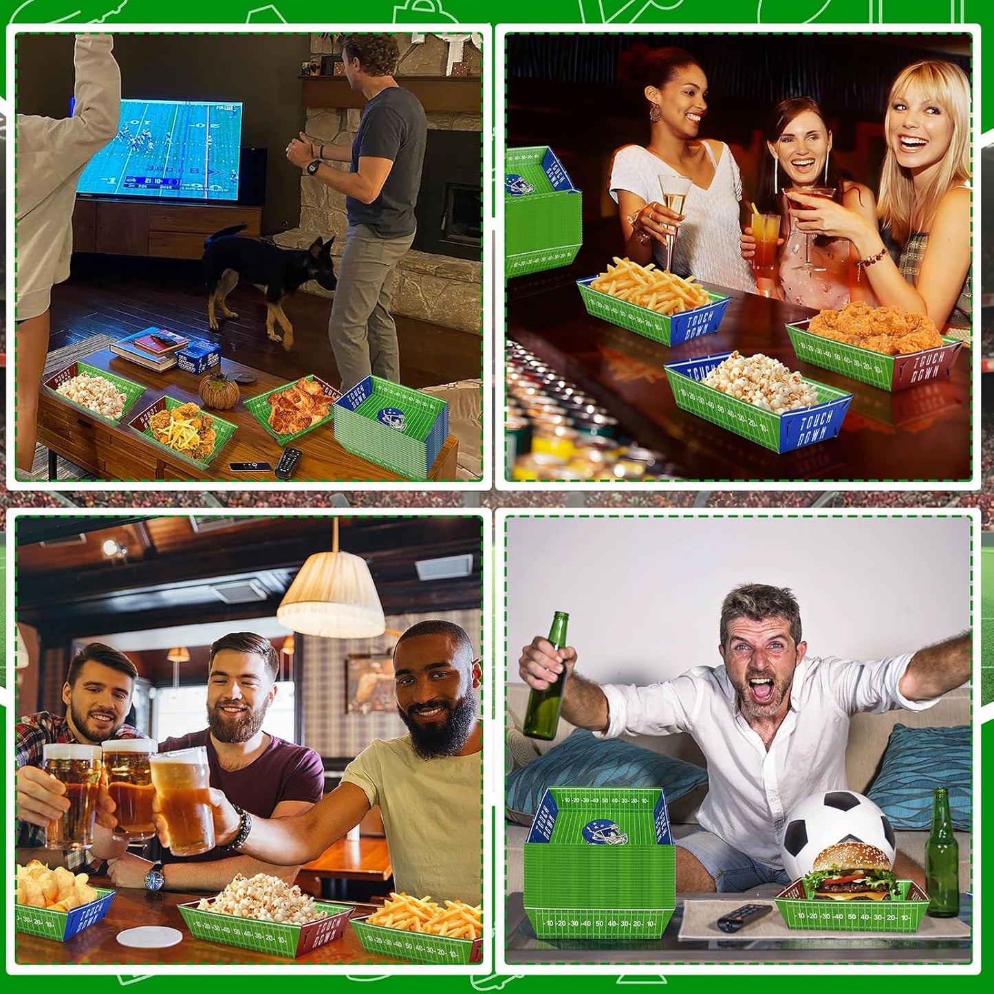 50 Pack Football Party Decorations Paper Food Trays - Helmet Movie Night Supplies Snack Stadium Serving Plates for Super Football Bowl Birthday Disposable Decor