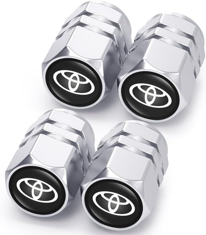 4Pcs Metal Car Tire Valve Stem Caps,Car Tire Air Caps Cover for Toyota Corolla Avalon Camry Prius Allion RAV4 Highlander, Anti-Corrosion Premium Alloy Leak-Proof Car Tire Accessories Black