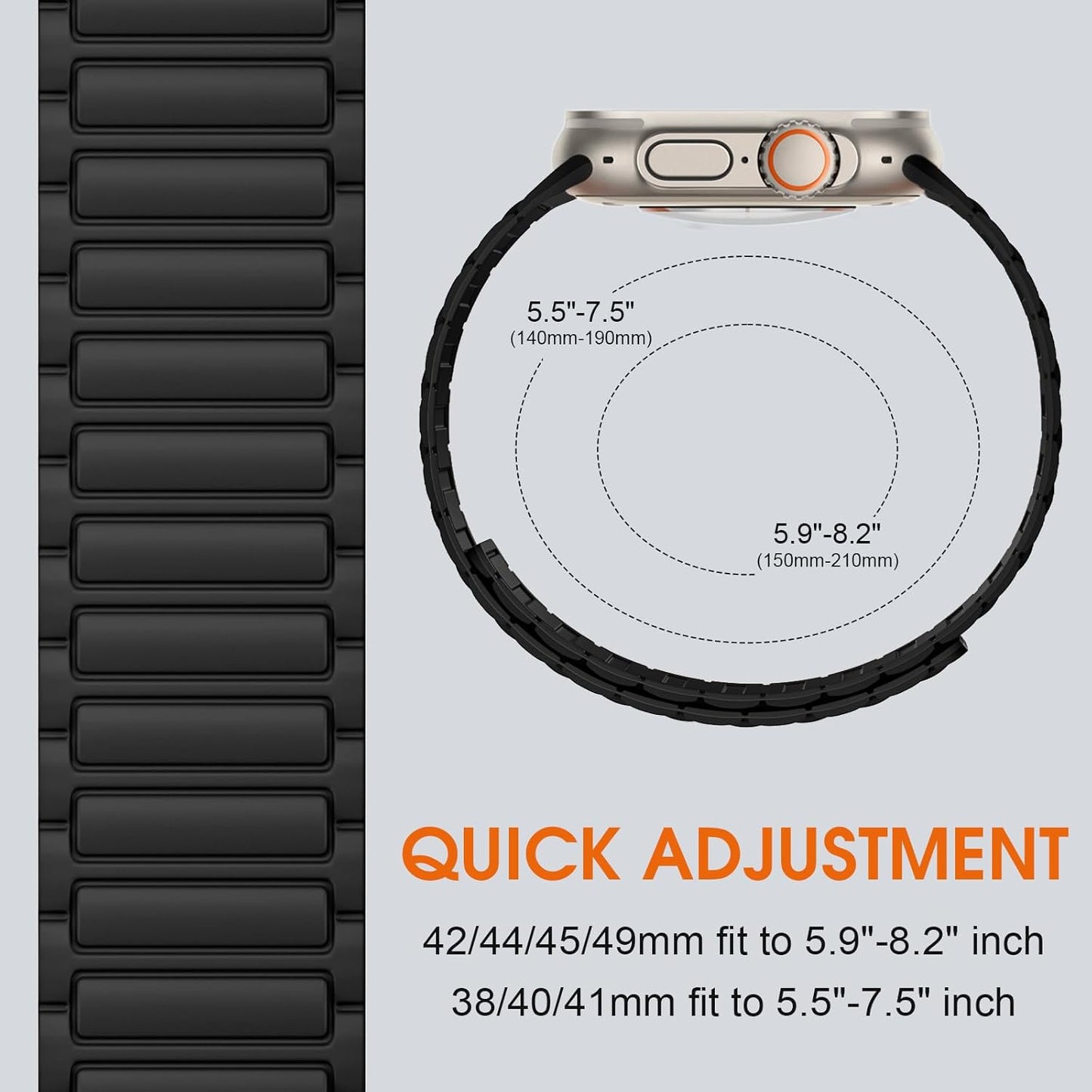 Magnetic Band Compatible with Apple Watch 45Mm for Men 46Mm 44Mm 42Mm 41Mm 40Mm 38Mm 49Mm Bands, Sport Silicone Strap Strong Magnet Link Wristband for Iwatch Series 10 9 8 7 6 5 4 3 SE Ultra 2
