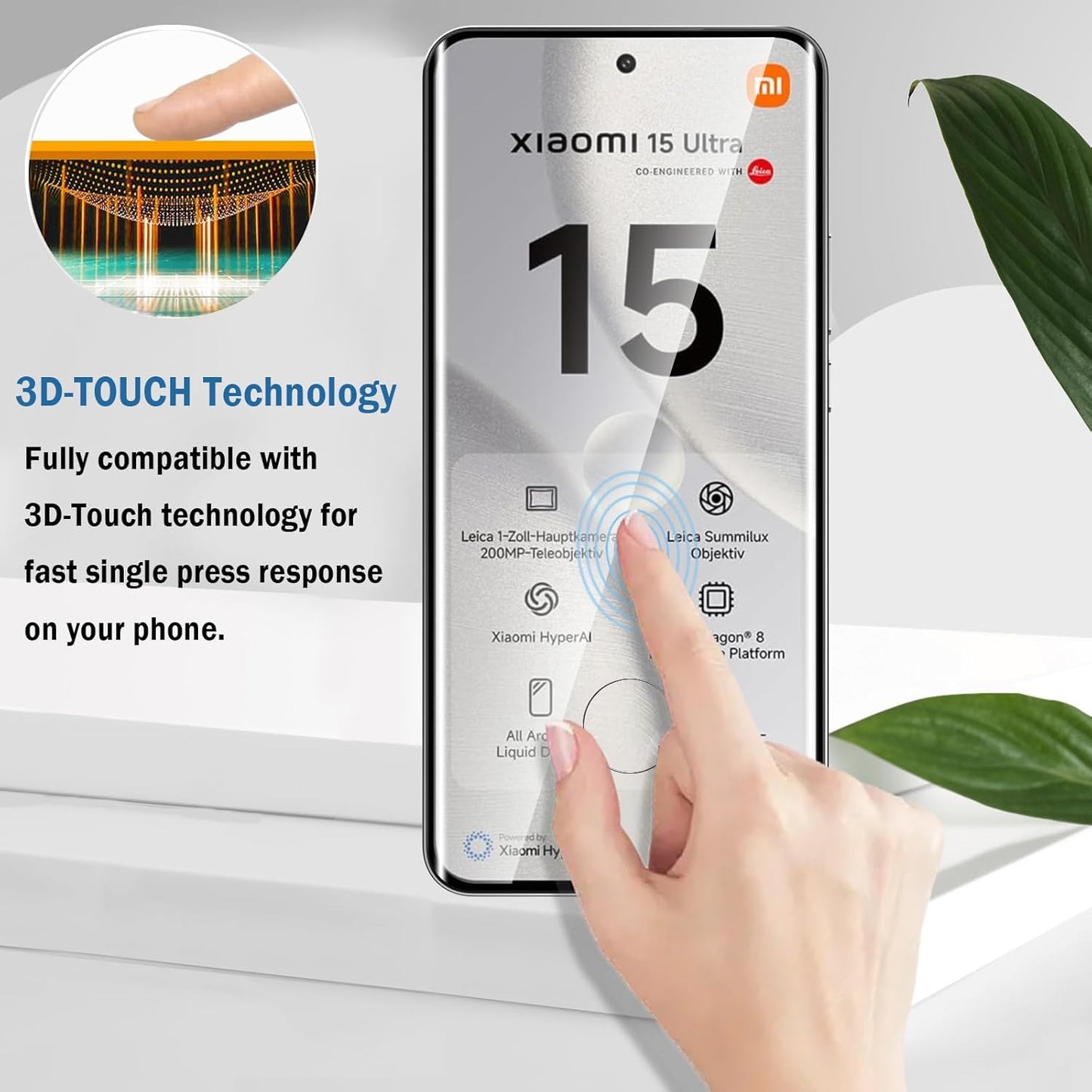 2 Pack 3D Compatible with Xiaomi 15 Pro/Xiaomi 15 Ultra Screen Protector, 3D Full Coverage 9H Tempered Glass Film, HD Clear Scratch Resistant, Bubble-Free