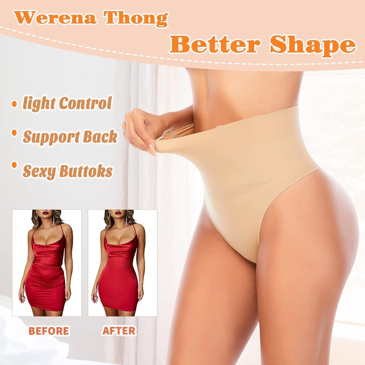 Tummy Control Thong Shapewear for Women Seamless Shaping Thong Panties Body Shaper Underwear