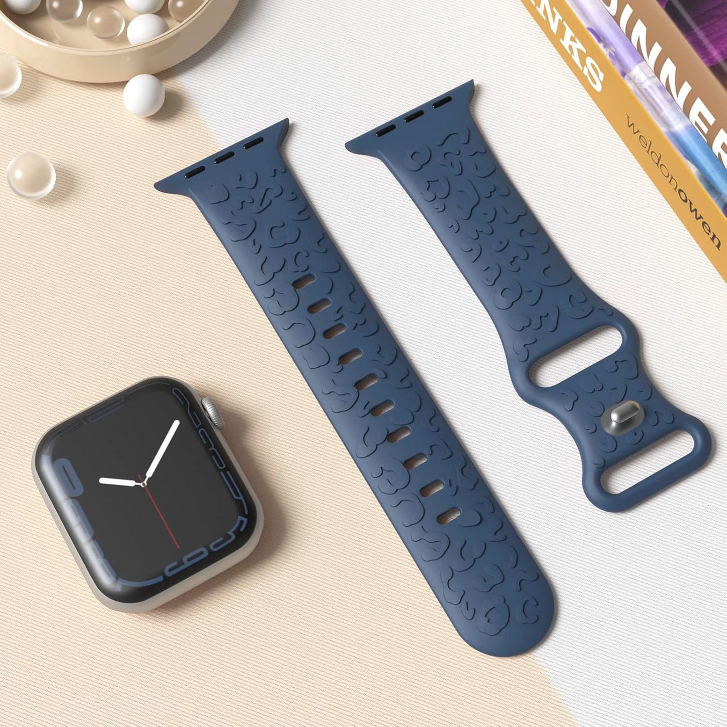 Leopard Engraved Band Compatible with Apple Watch Band 38Mm 40Mm 41Mm 42Mm 44Mm 45Mm 49Mm, Soft Silicone Strap Cheetah Pattern Wristband for Iwatch Ultra Series 8 7 SE 6 5 4 3 2 1 Women Men