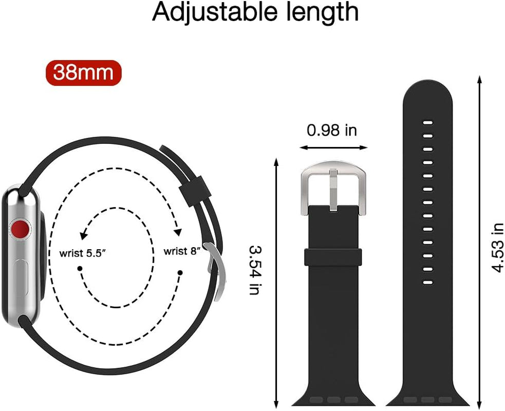 Compatible with Apple Watch Band 38Mm 40Mm 41Mm 42Mm 44Mm 45Mm 49Mm Women Men Soft Silicone Sport Strap Replacement Wristbands with Classic Clasp for Iwatch Series 8 7 6 5 4 3 2 1 SE 6Pack