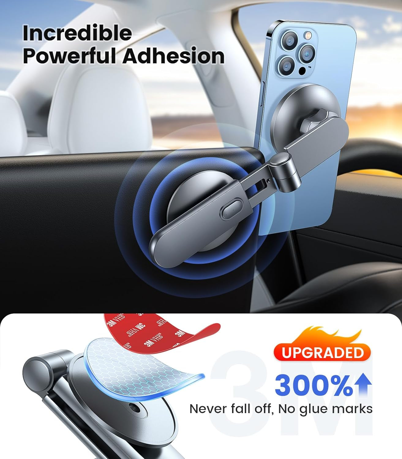 Tesla Phone Mount【Strongest Magnet Power】Magsafe Car Mount for Tesla Model 3 Model Y, Foldable Hidden Tesla Phone Holder Fit for All Phone, Tesla Model Y Accessories Tesla Model 3 Accessories