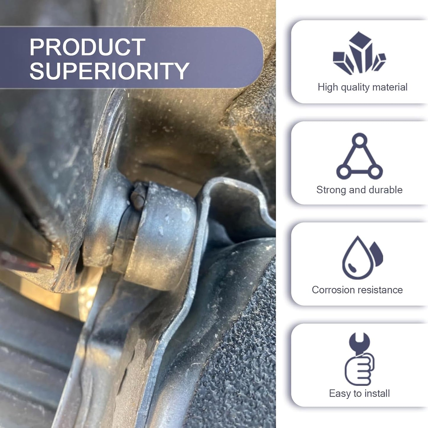 Pack-4 Car Tailgate Hinge Pivot Bushing Repair Kit, 3 Specs Insert for Left and Right Bed and Door Sides, ABS Anti-Rust Durable Accessories, Compatible with Dodge Ram Ford F-Series (Black)