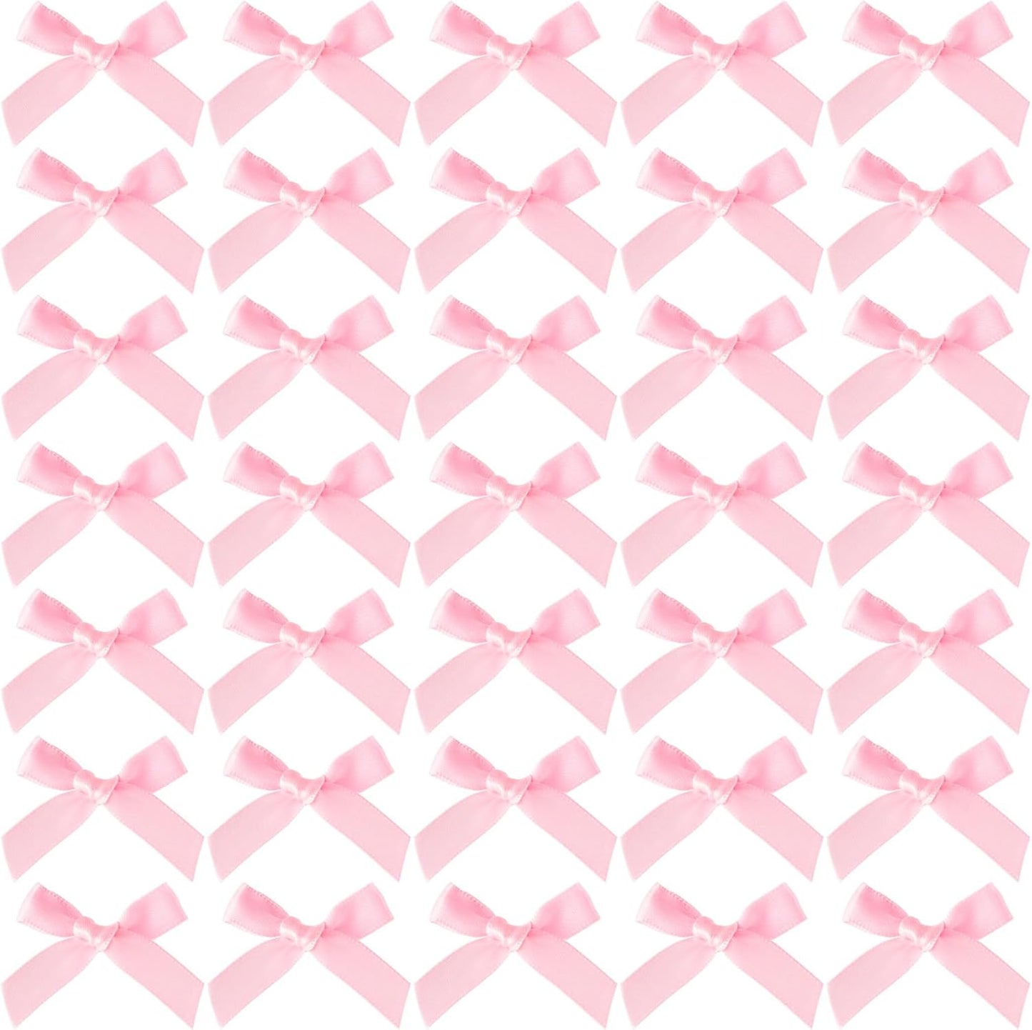 35Pcs Mini Pink Ribbon Bows, Small Satin Ribbon Bow, Cute Soft Bowknot Sewing Accessories for Flowers Bakery Wrapping Christmas Wedding Birthday Party Decoration