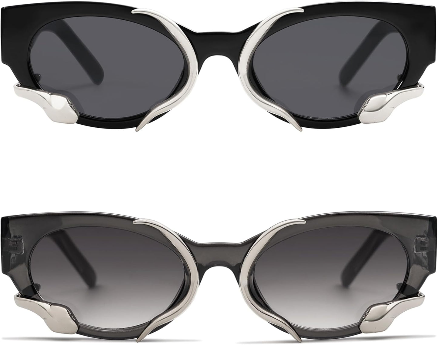 Trendy Sunglasses for Women Men Vintage Narrow Cateye Metal Snake Sunnie Y2K Accessories AP3621