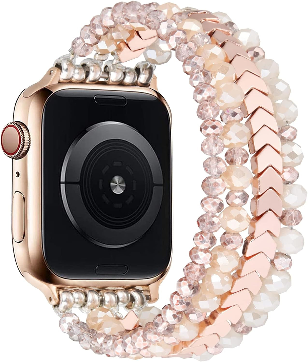 Beaded Bracelet Compatible with Apple Watch Band 38Mm/40Mm/41Mm Series 9/8/7/SE/6/5/4/3/2/1 Women Fashion Handmade Elastic Stretch Strap for Iwatch Bands Replacement Colorful