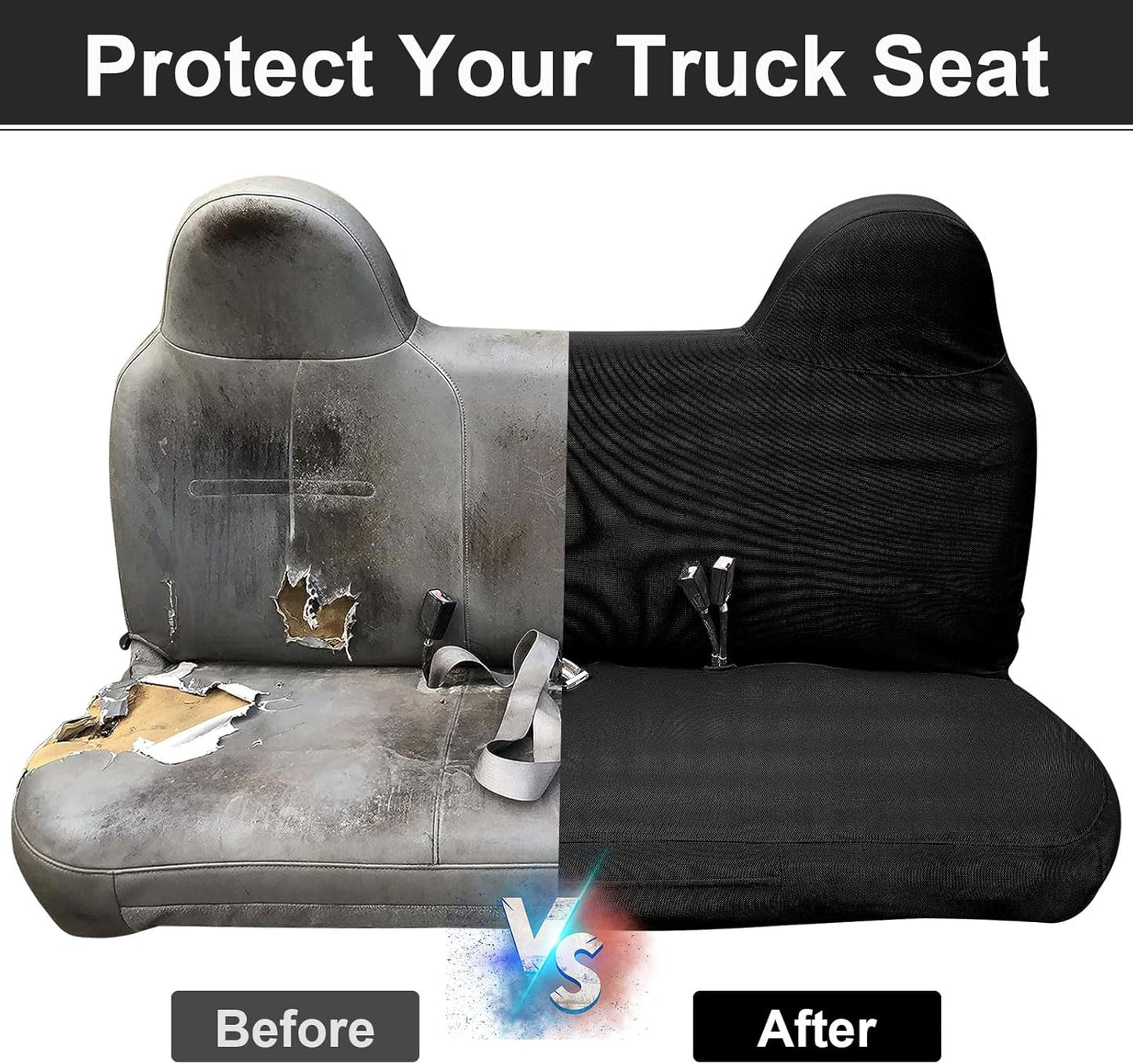 Custom-Fit Front Bench Seat Cover Replace for 1999-2007 Ford F250 F350 F450 F550 Ford F-Series Black Oxford Interior Cover Accessories(Machine Washable)