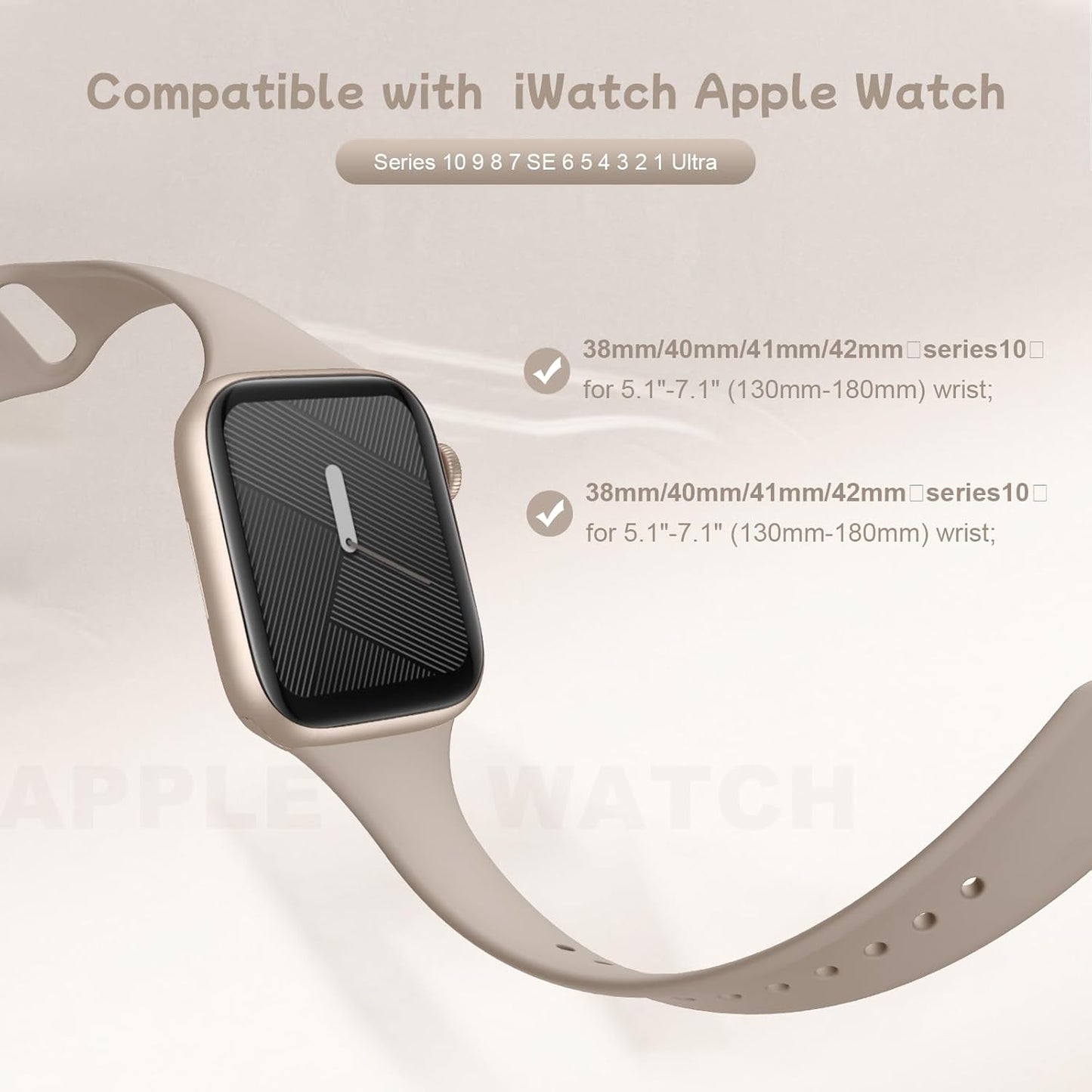 Patenting Thin Slim Sport Band Compatible with Apple Watch Bands for Women Men 40Mm 41Mm 38Mm 42Mm 44Mm 45Mm 46Mm 49Mm, Soft Silicone Waterproof Strap for Iwatch Series 10/9/Se/8/7/Ultra/6/5/4/3/2/1
