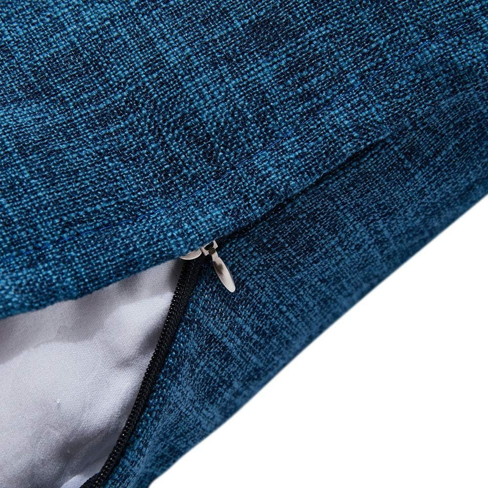 Set of 2 Dark Blue Pillow Covers Rustic Linen Decorative Square Throw Pillow Covers 18X18 Inch for Sofa Couch Decoration