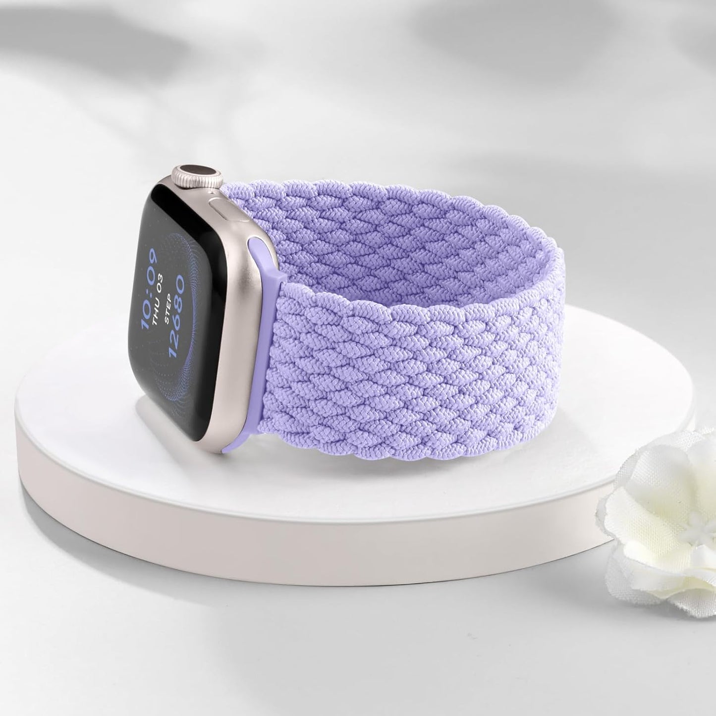 Braided Solo Loop Compatible with Apple Watch SE Band 41Mm 40Mm 38Mm Women, Adjustable Stretchy Nylon Solace Band Elastic Sport Straps for Iwatch Series 9 8 7 6 5 4 3 2 1, Purple Blue