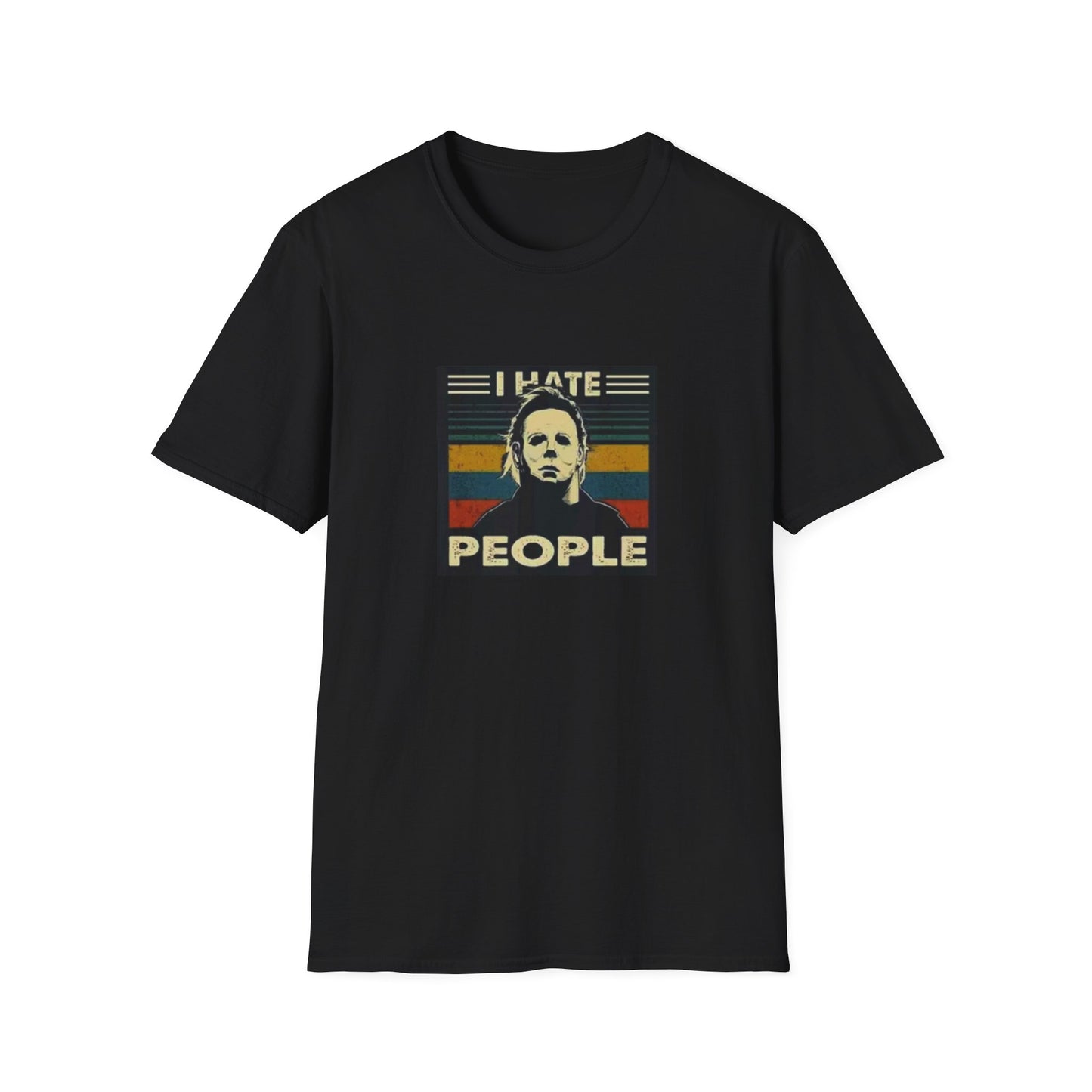 Tees Michael Myers I Hate People Vintage Print Short-Sleeved Tee Men'S Black T Shirt Unisex Softstyle T-Shirt