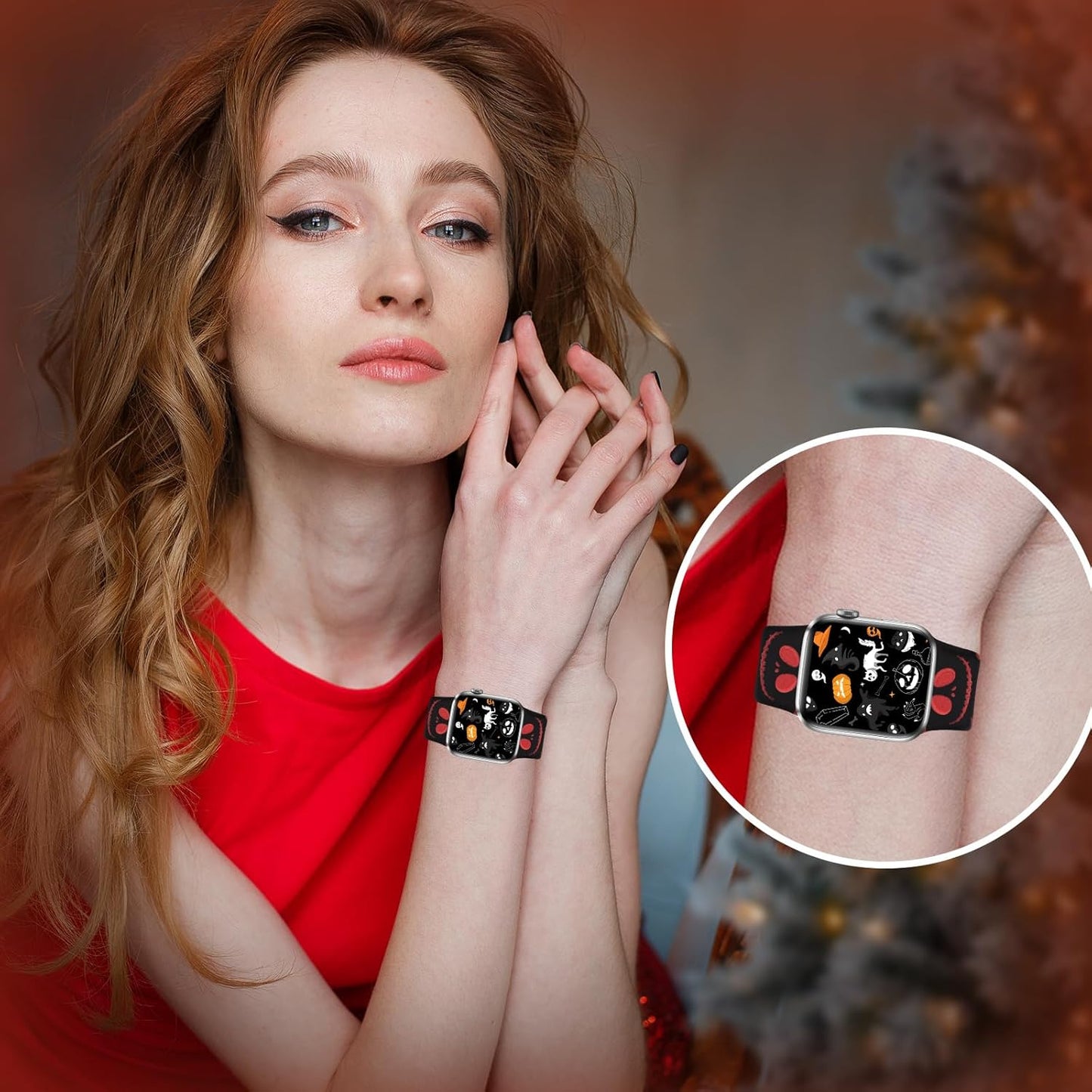 Halloween Bands Work with Apple Watch Band 38Mm 40Mm 41Mm for Women Girl, Silicone Strap for Apple Watch Bands Gift, Soft Festival Bands for Iwatch Bands Series 10 9 8 7 6 5 4 3 2 1 SE Men Boy