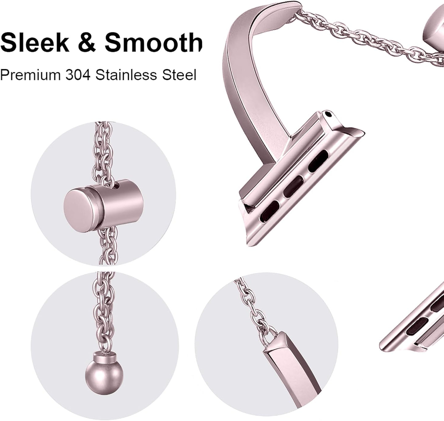 Stainless Steel Band Compatible with Apple Watch Band 38Mm 40Mm 41Mm 42Mm 44Mm 45Mm Iwatch SE Series 9 8 7 6 5 4 3 2 1, Slim Versatile Bangle Bracelet for Women