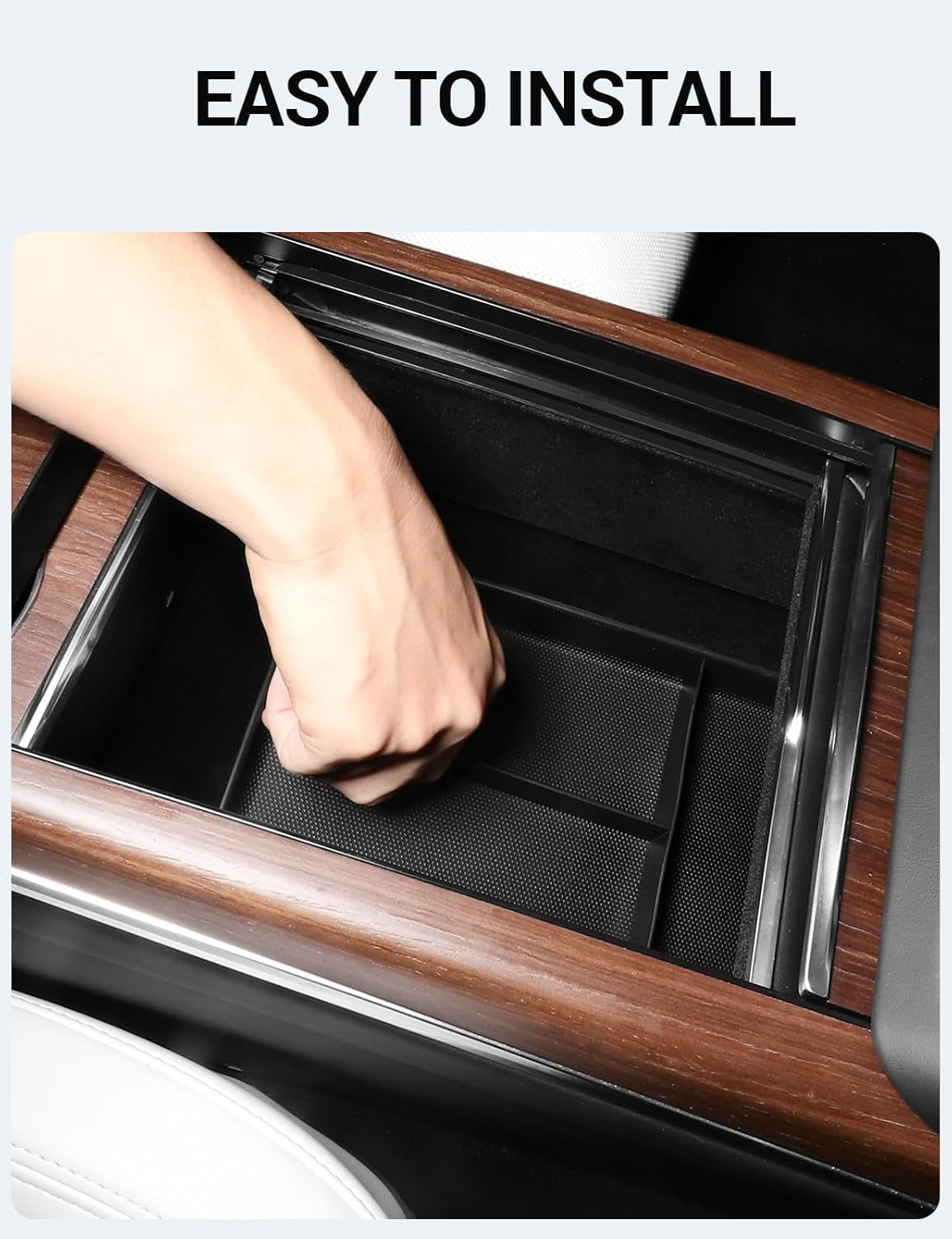 Upgraded Tesla Model S Model X Lower Center Console Organizer Tray, Bottom Console Pad Armrest Storage Box Fit Model S Model S Plaid Model X Model X Plaid Interior Accessories 2022-2025