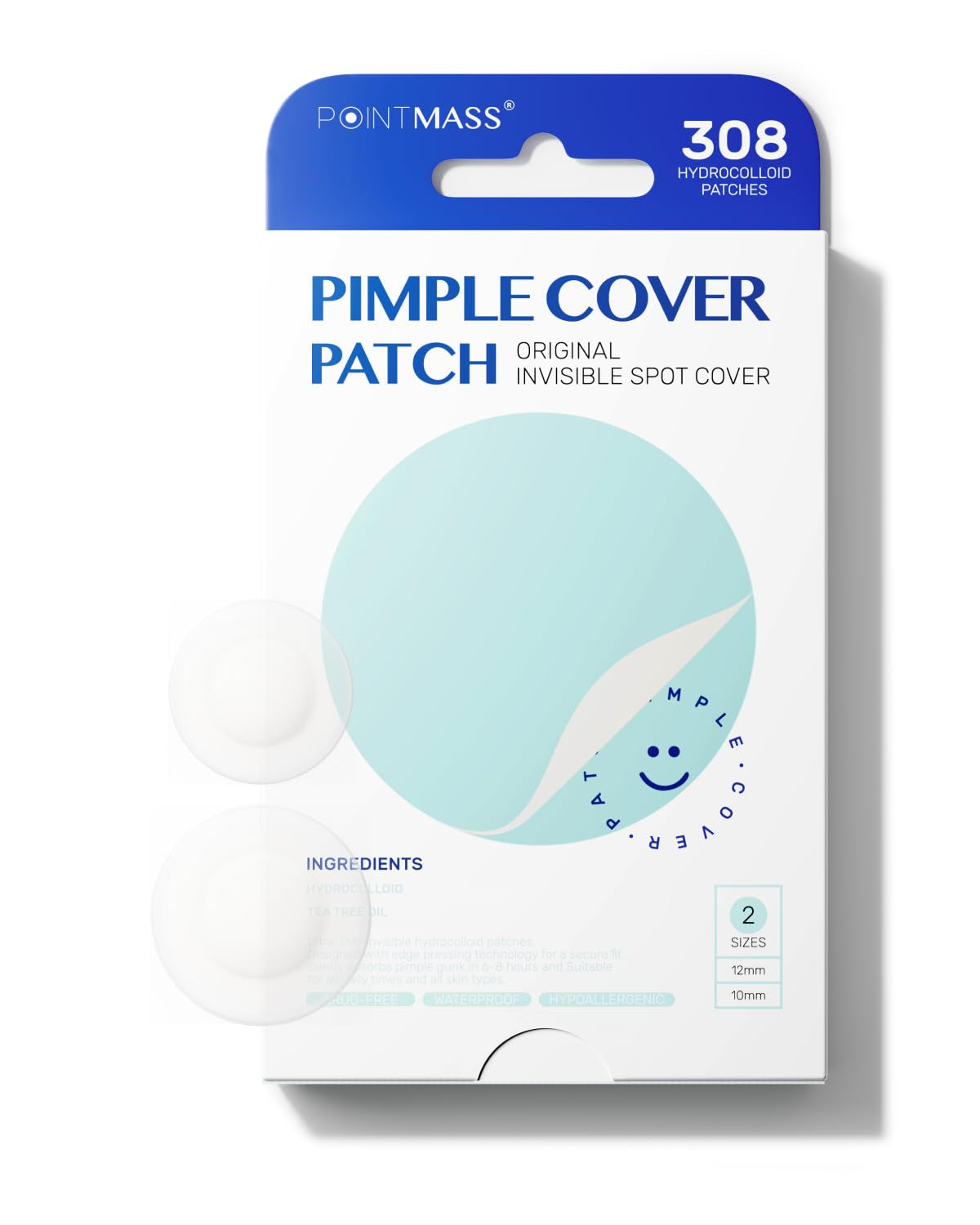 Pimple Patches for Face Acne: 0.1Mm Ultra-Thin Hydrocolloid Zit Stickers with Tea Tree Oil - 44 Invisible Dots, 2 Sizes (Whiteheads/Sensitive Skin)