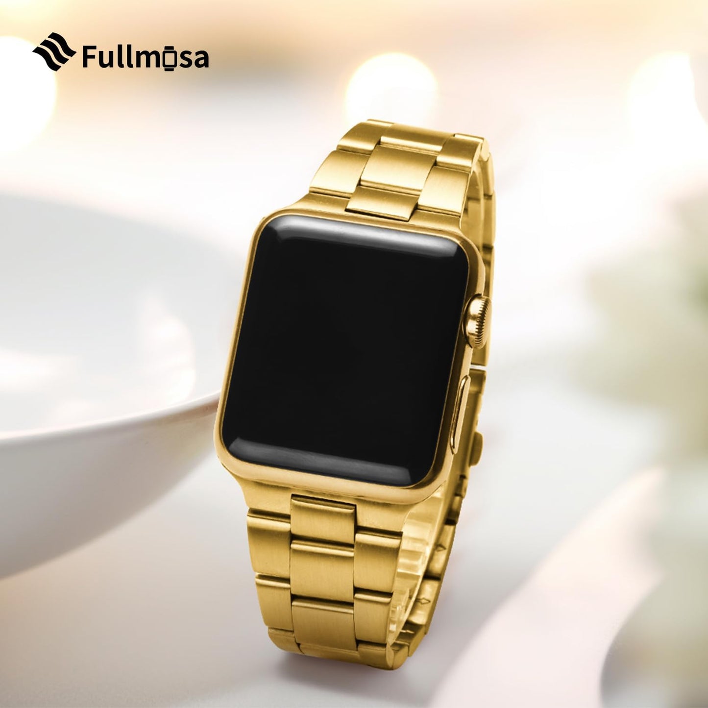 No Tools Needed Compatible Apple Watch Bands 41Mm 40Mm 38Mm,Slim Stainless Steel Chain Strap with Case for Iwatch Series 9/8/7/6/5/4/3/2/1/Se2/Se,Golden