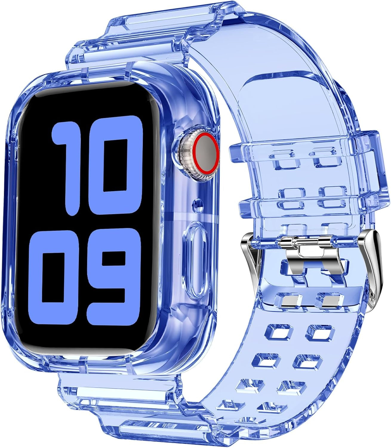 Compatible for Clear Apple Watch Band with Bumper Case, Women Men Glitter Bling TPU Sport Strap for Iwatch SE Ultra Series 10 9 8 7 6 5 4 3 2 1