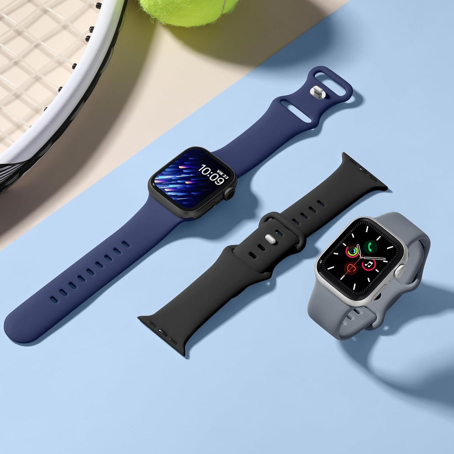Compatible with Apple Watch Bands for Men, Soft Silicone Sport Replacement Strap Compatible with Apple Watch Bands 44Mm 45Mm 42Mm 49Mm Iwatch Bands Men Women Series 9 8 7 6 5 4 3 2 1 SE Ultra