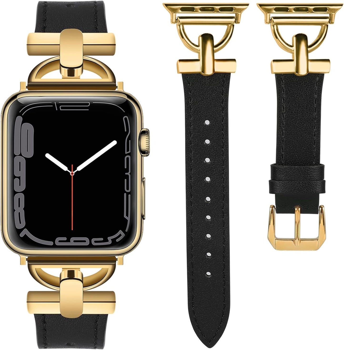 2 Packs Leather Band Compatible with Apple Watch Band Women 38/40/41/42/44/45/46/49Mm, Dressy Fancy Leather Strap for Iwatch Bands Series 10 9 8 7 6 5 4 3 2 1 SE Ultra
