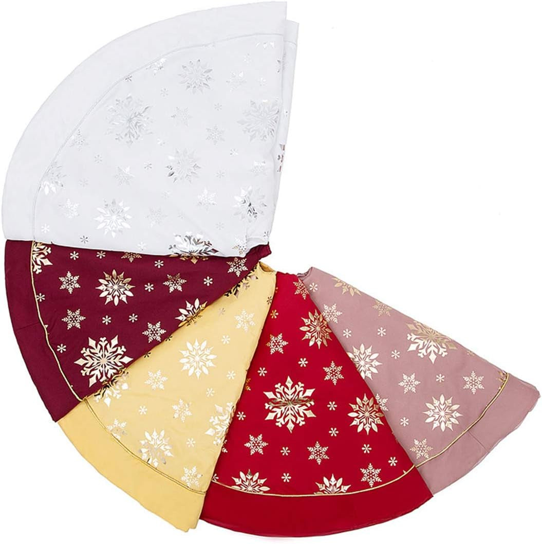 47" Large Christmas Tree Skirt Gilded Snow Snowflake Indoor Nordic Style Bright Colored Rustic Luxury Xmas Cushion Party Treatments, Pink