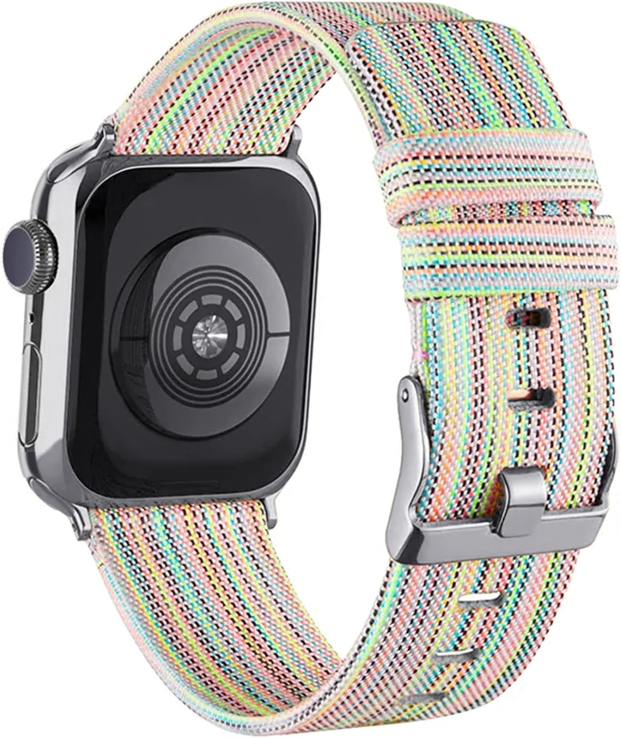 Band Compatible with Watch Bands 42Mm 44Mm 45Mm 49Mm for Women Men Fabric Cloth Band Canvas Replacement Strap for Iwatch Series SE 8 7 6 5 4 3 2 1 Ultra - Rainbow