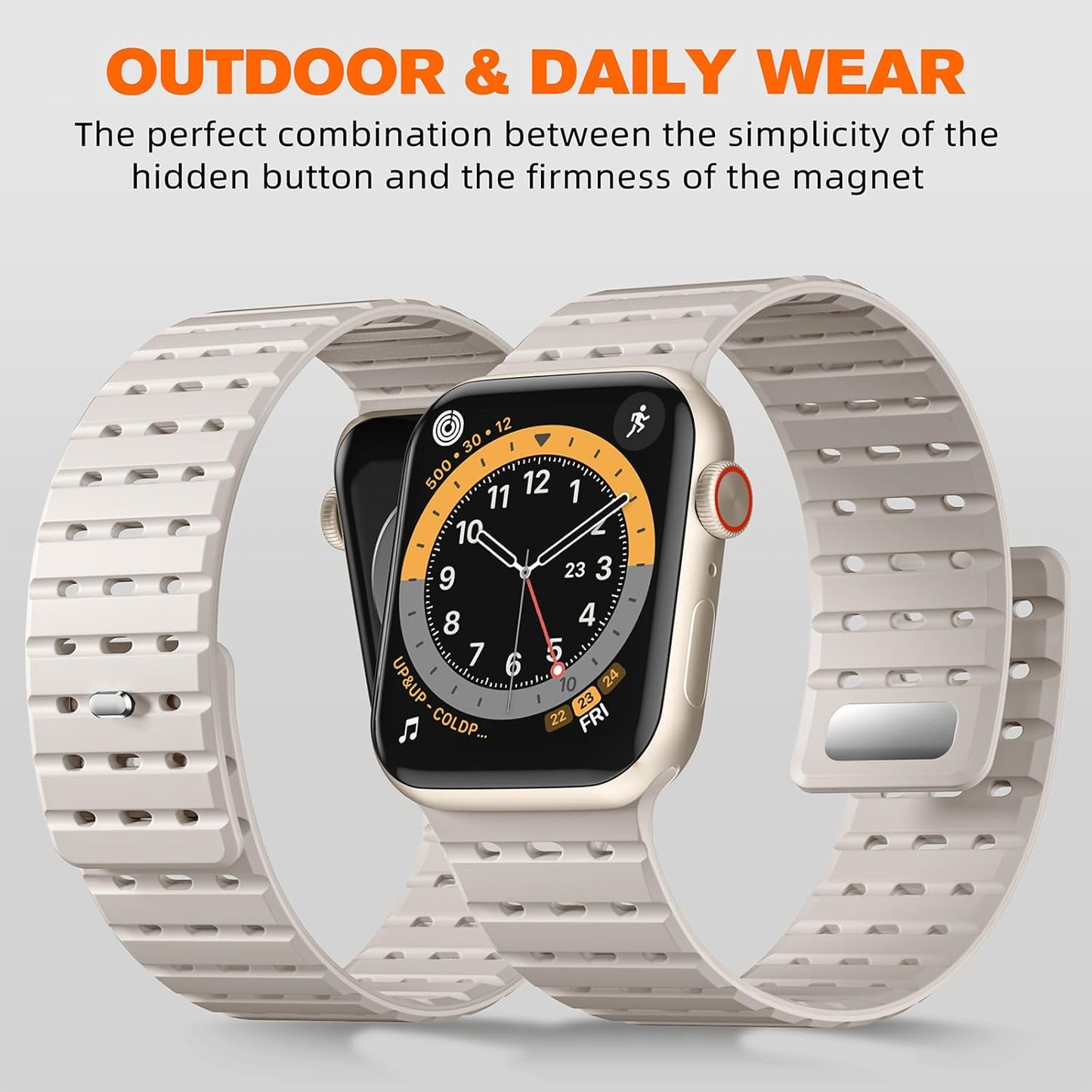 Compatible with Apple Watch Series 10 Band 46Mm for Men Women 49Mm/45Mm/44Mm/42Mm(3/2/1), Rugged Silicone Sport Replacement Magnetic Strap for Iwatch SE2/SE/9/8/7/6/5/4