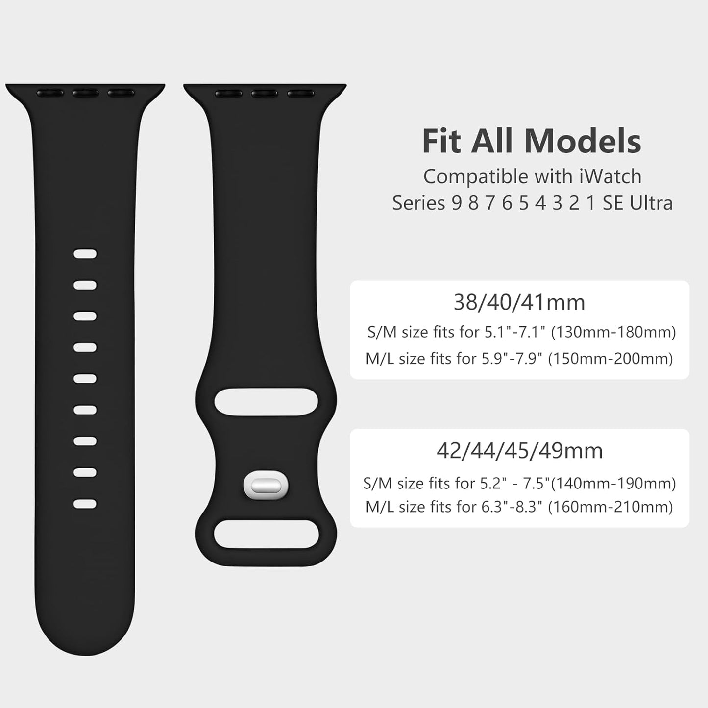 Sport Band Compatible with Apple Watch Band 44Mm 40Mm 45Mm 42Mm 38Mm 41Mm 49Mm, Soft Silicone Waterproof Replacement Strap for Iwatch Watch Series 9 8 7 6 5 4 3 2 1 SE Ultra Women Men