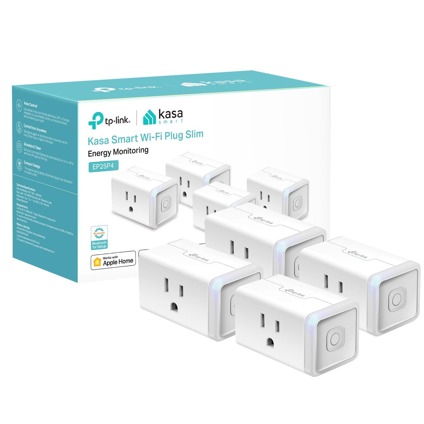 Plug Mini 15A, Smart Home Wi-Fi Outlet Works with Alexa, Google Home & IFTTT, No Hub Required, UL Certified, 2.4G Wifi Only, 4-Pack(Ep10P4) , White
